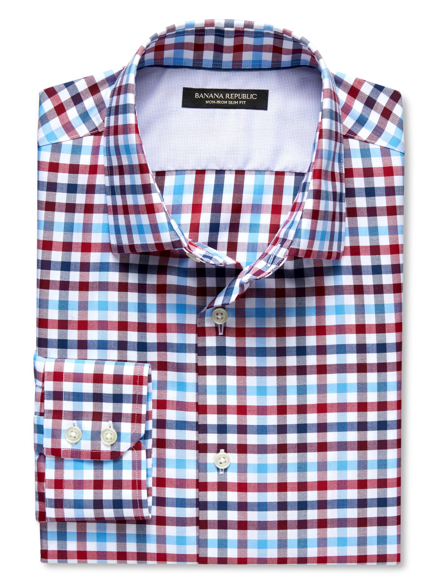 Slim-Fit Non-Iron Red Check Shirt