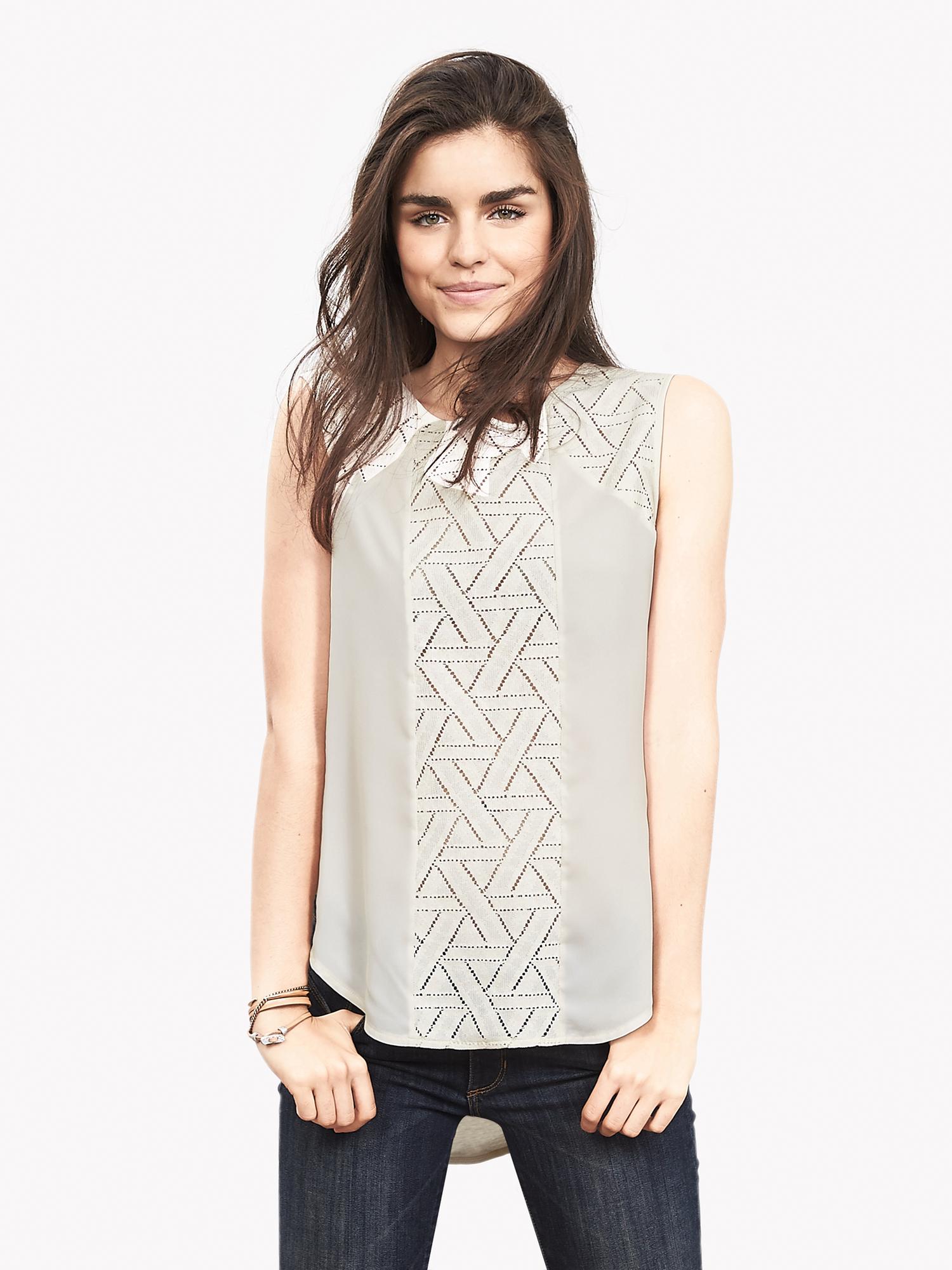 Pieced Lace Muscle Tank