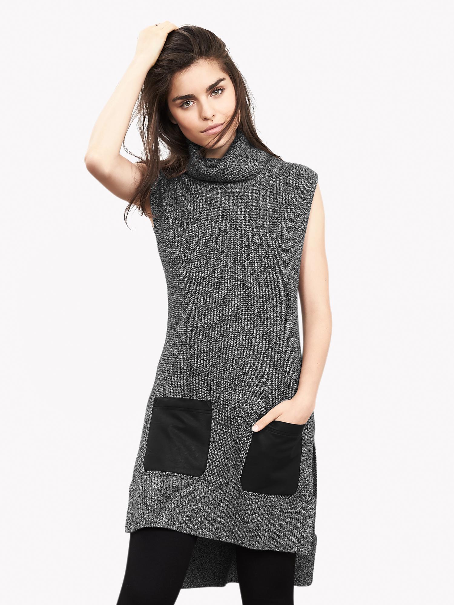 High Low Sleeveless Turtleneck Tunic Banana Republic