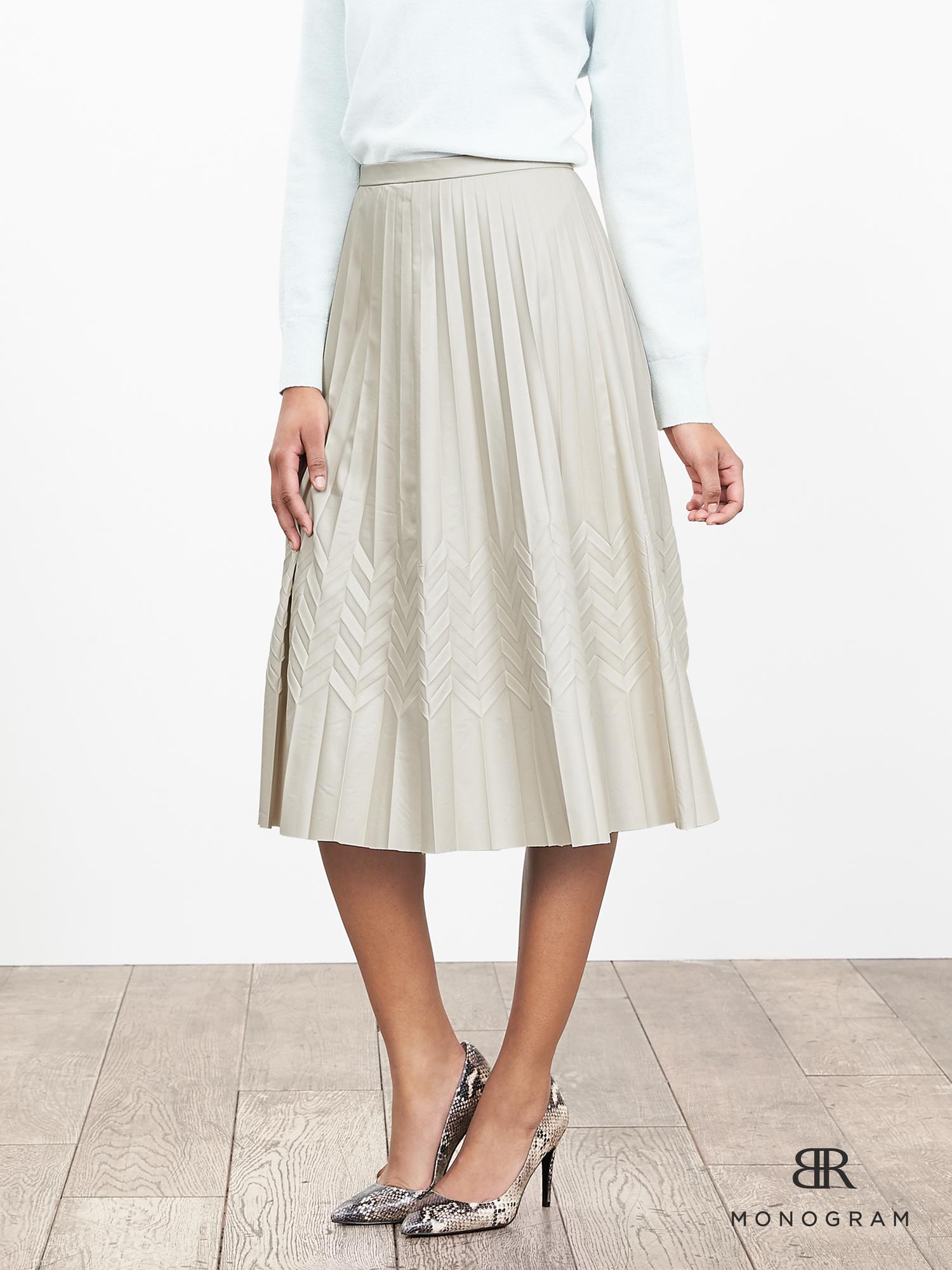 BR Monogram Zigzag Pleated Midi Skirt