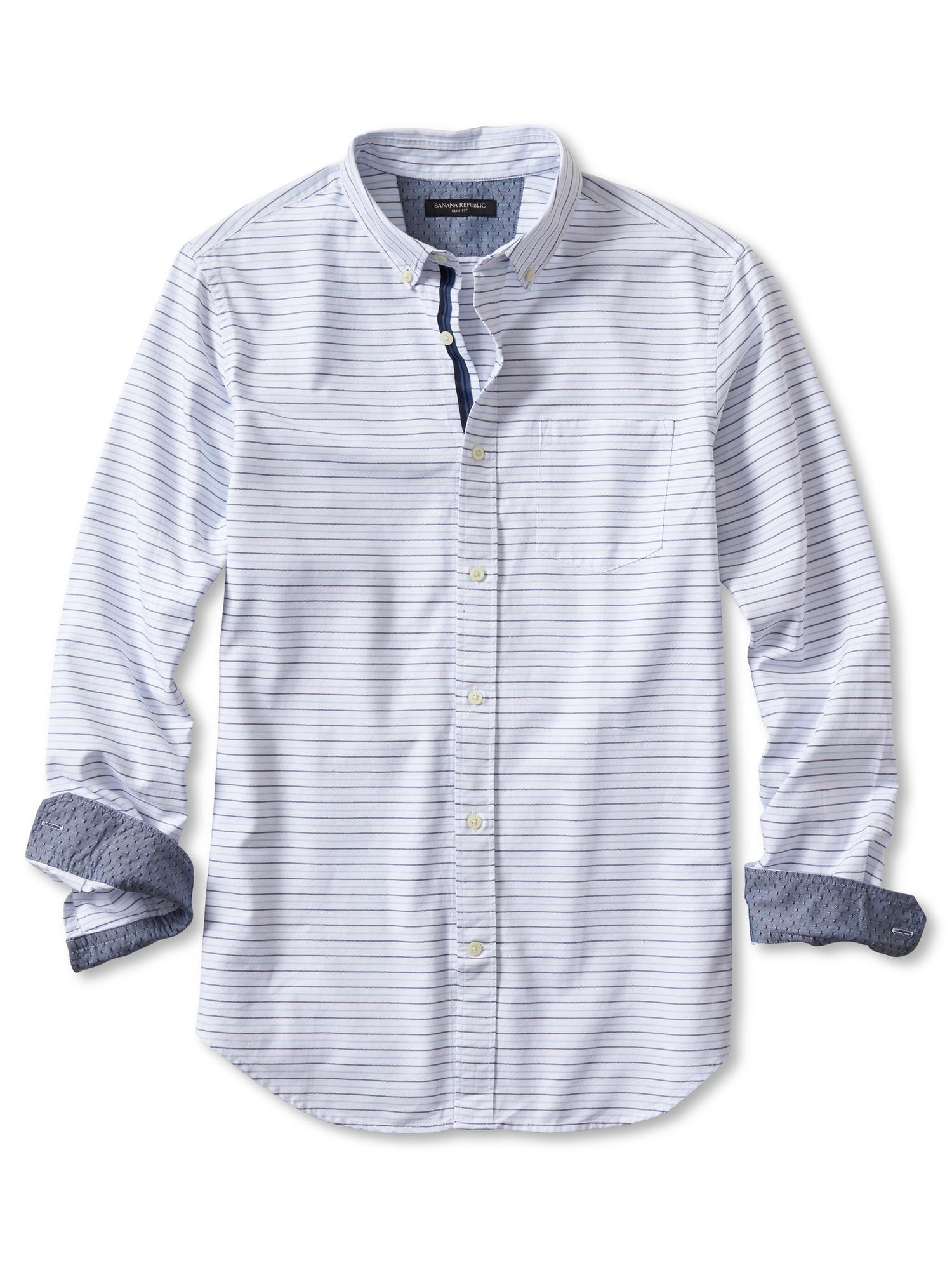 Slim-Fit Horizontal Stripe Oxford Shirt