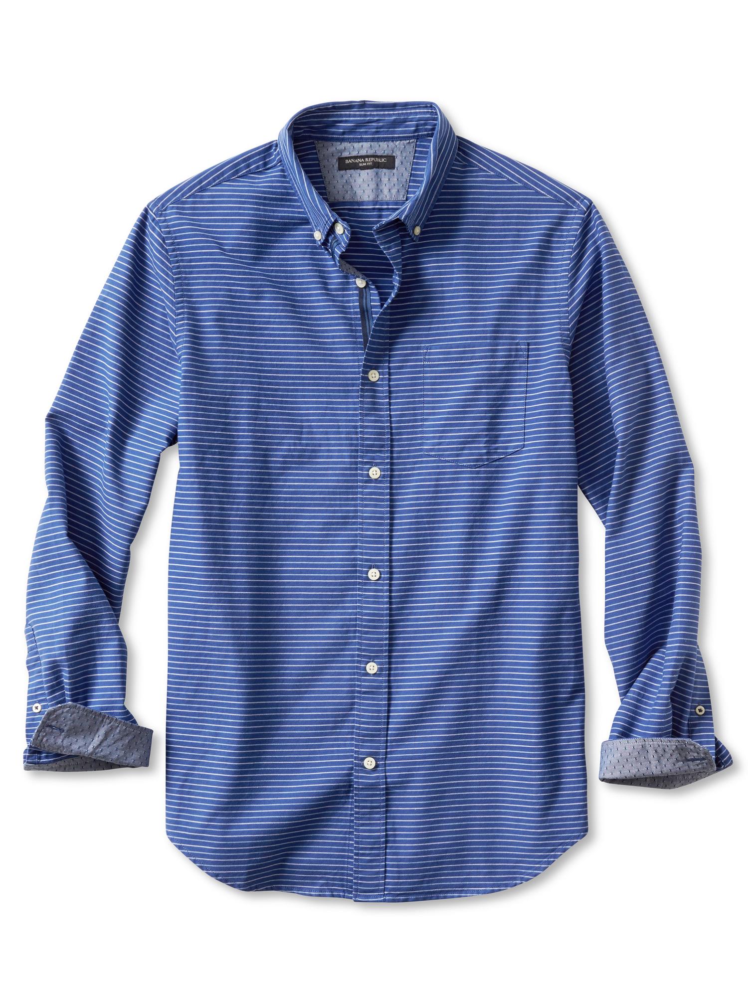 Slim-Fit Horizontal Stripe Oxford Shirt