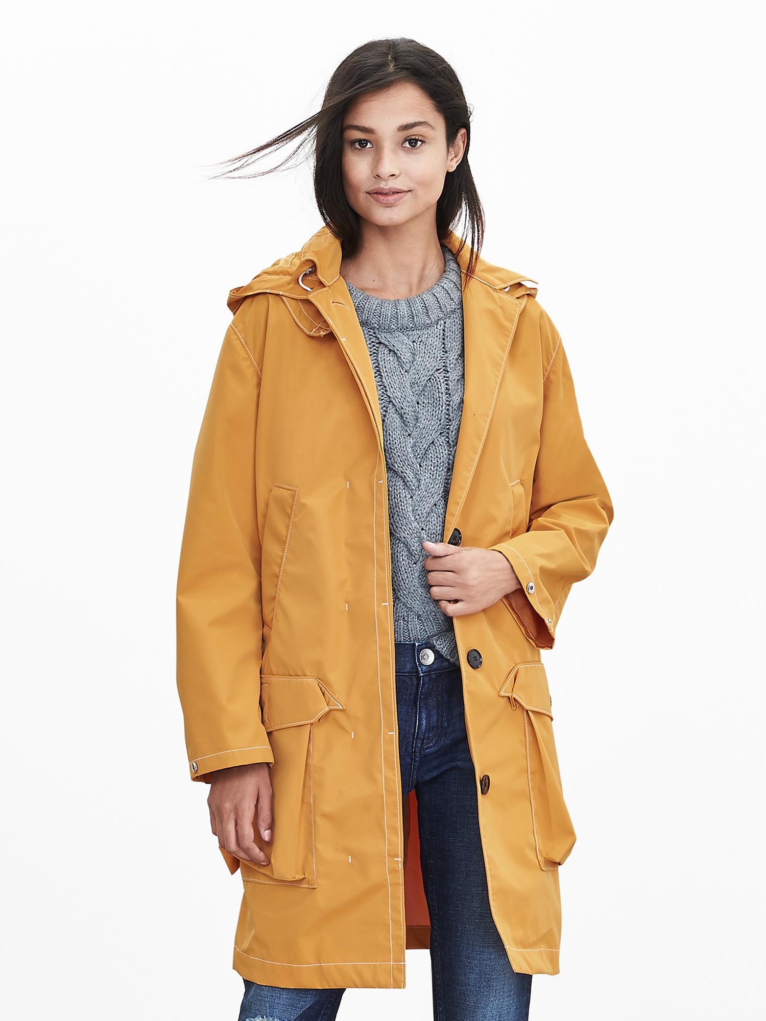 Waxed Yellow Hooded Coat