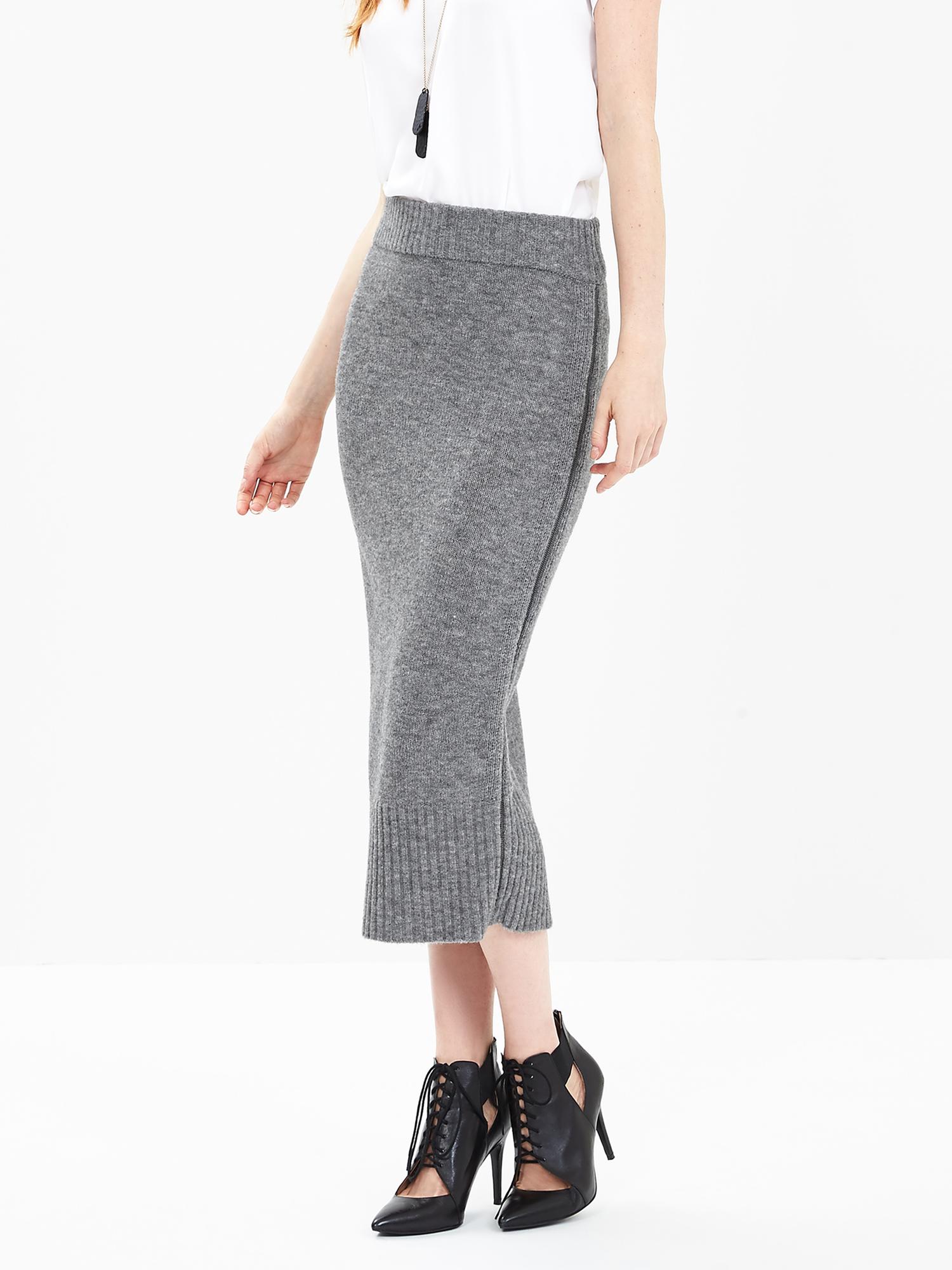 Gray Long Sweater Skirt