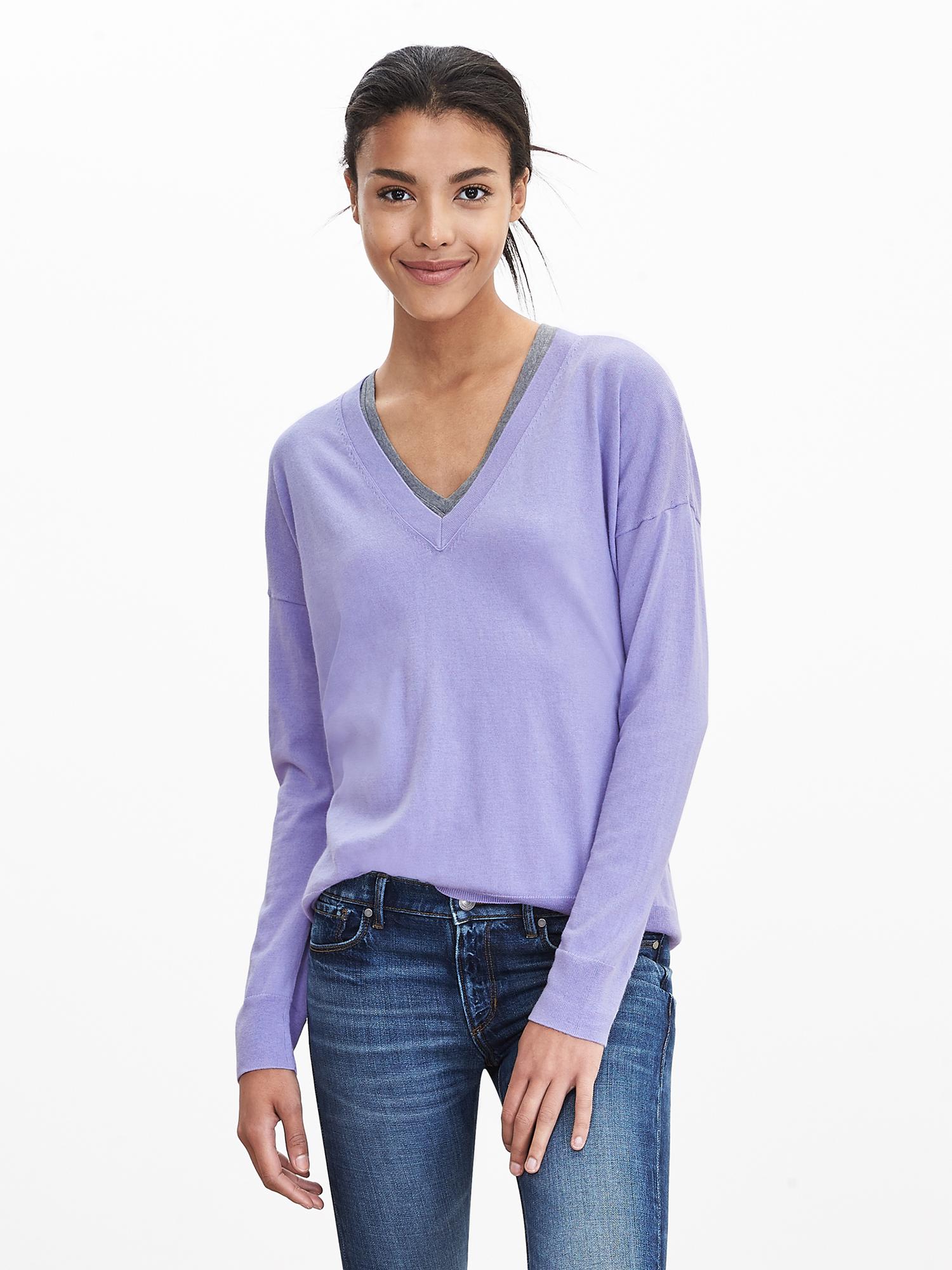 Cotton/Cashmere Vee Pullover