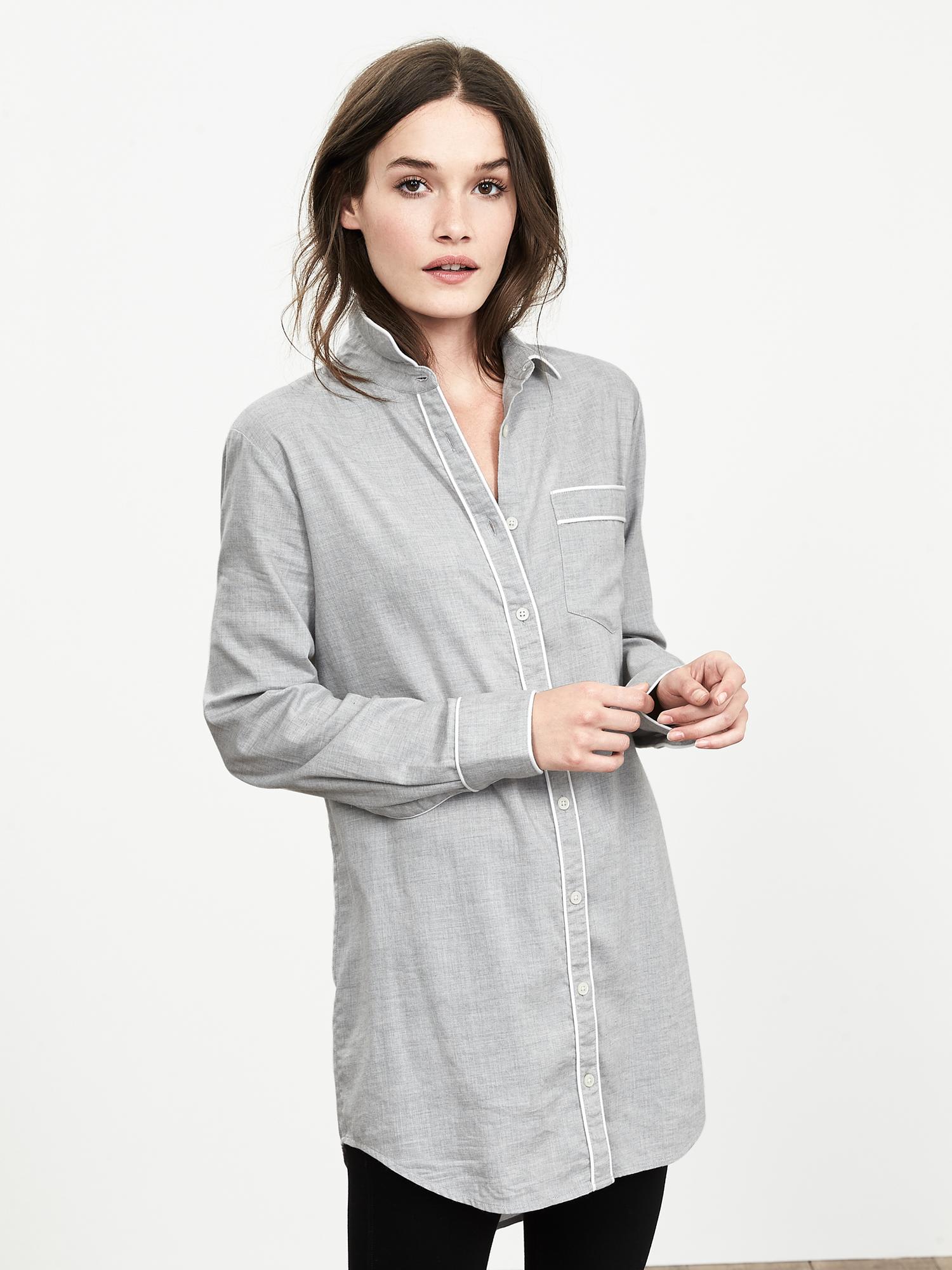 Piped Flannel Lounge Shirt