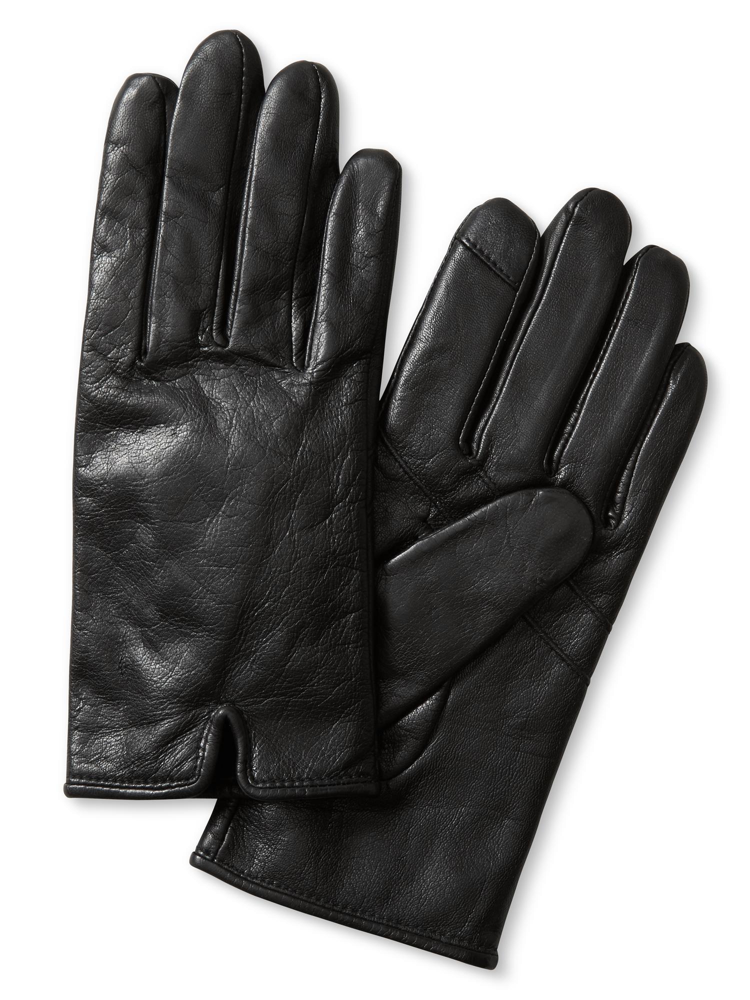 Notched Leather Texting Glove