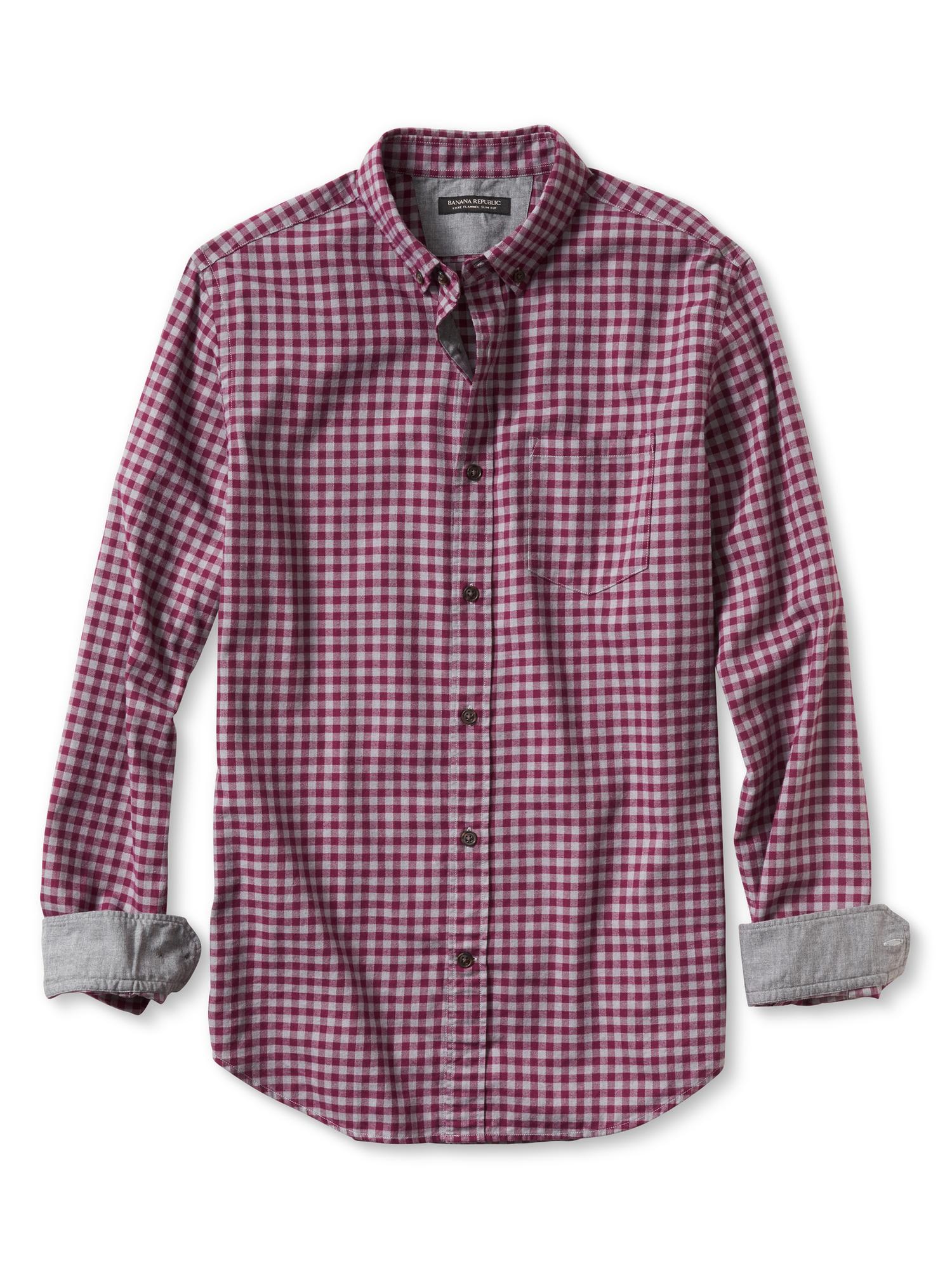 Slim-Fit Graphic Micro-Gingham Luxe-Flannel Oxford