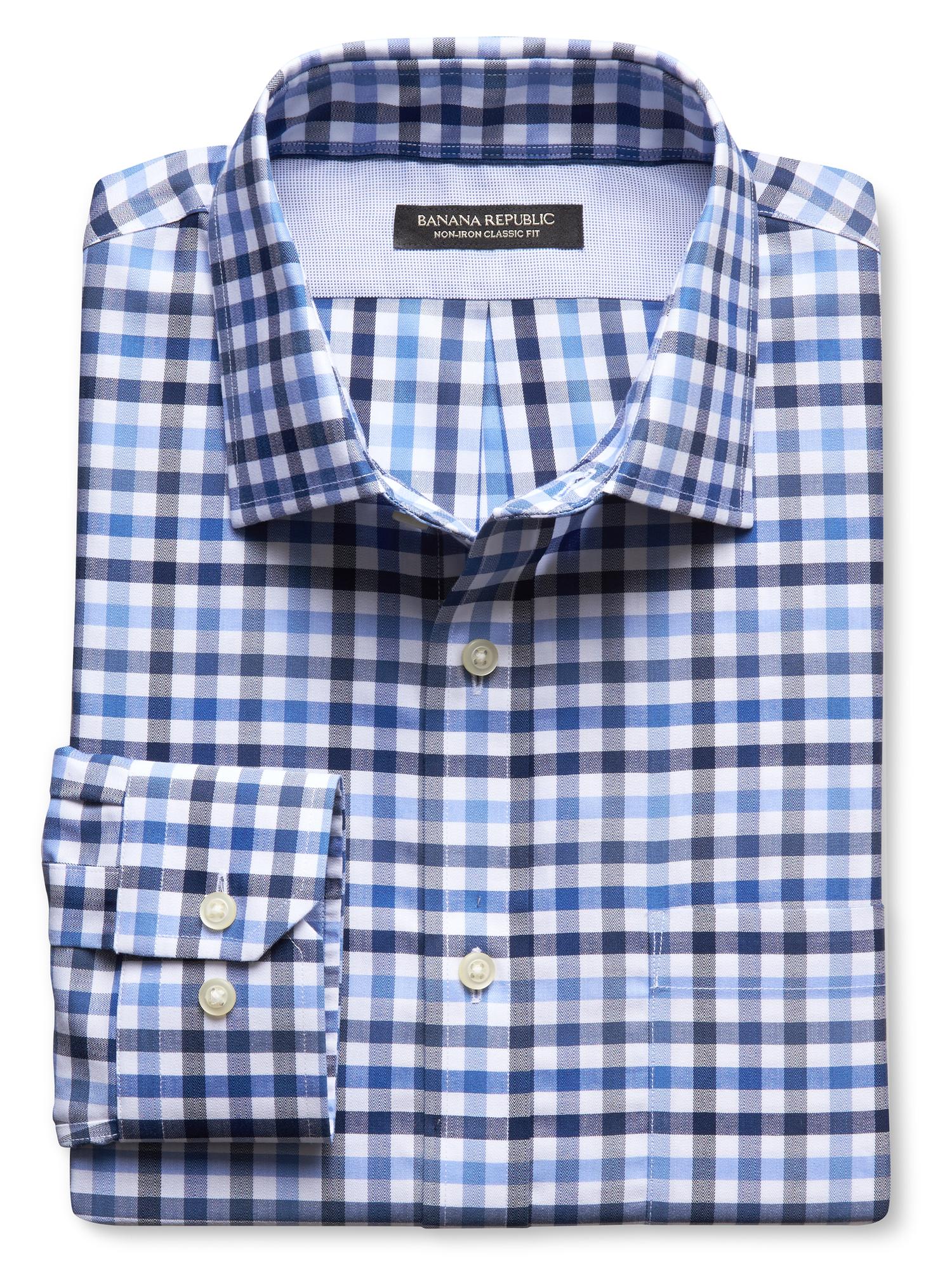Classic-Fit Non-Iron Twill Gingham Shirt