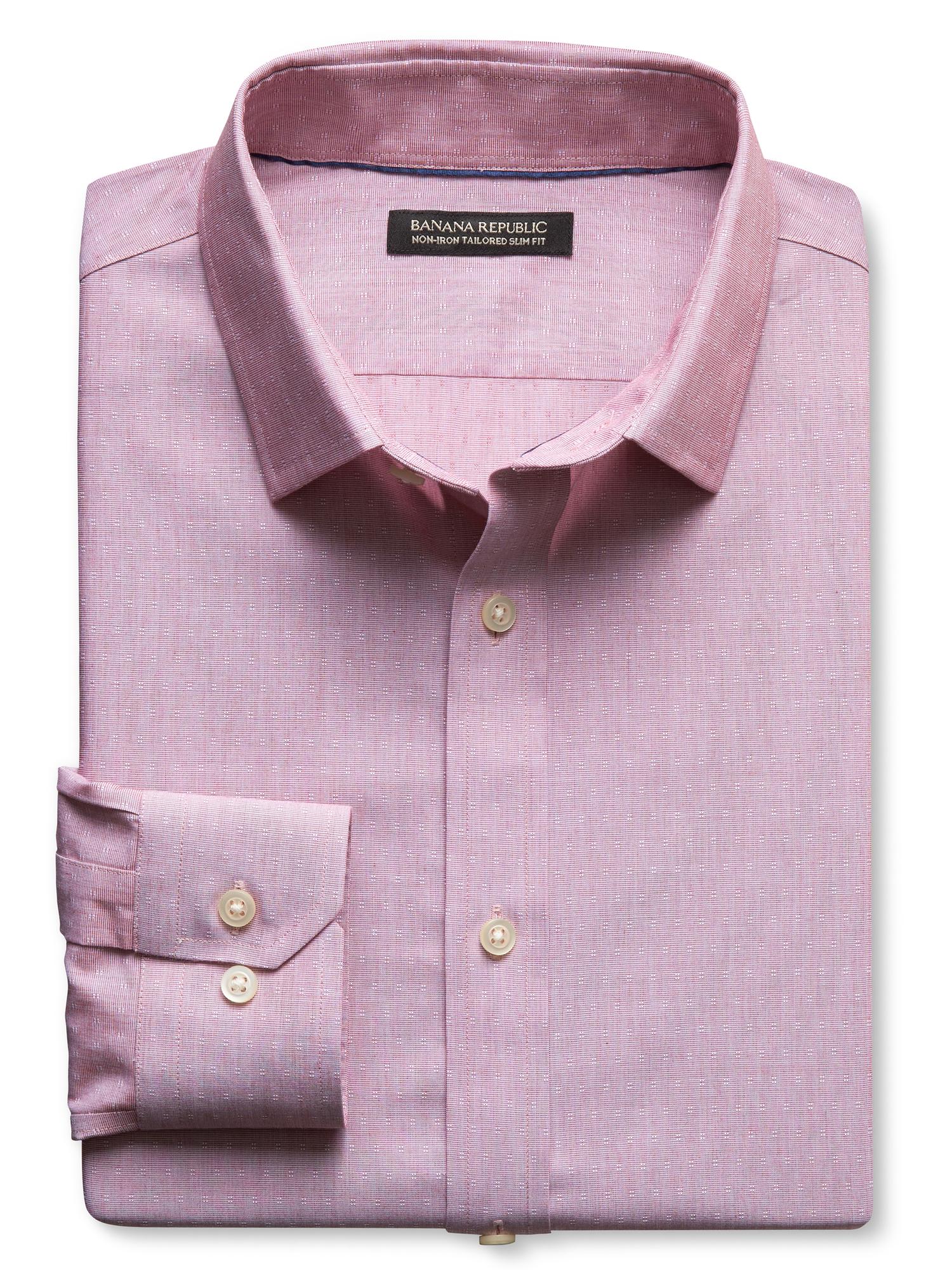 Tailored Slim-Fit Non-Iron Red Dobby Shirt