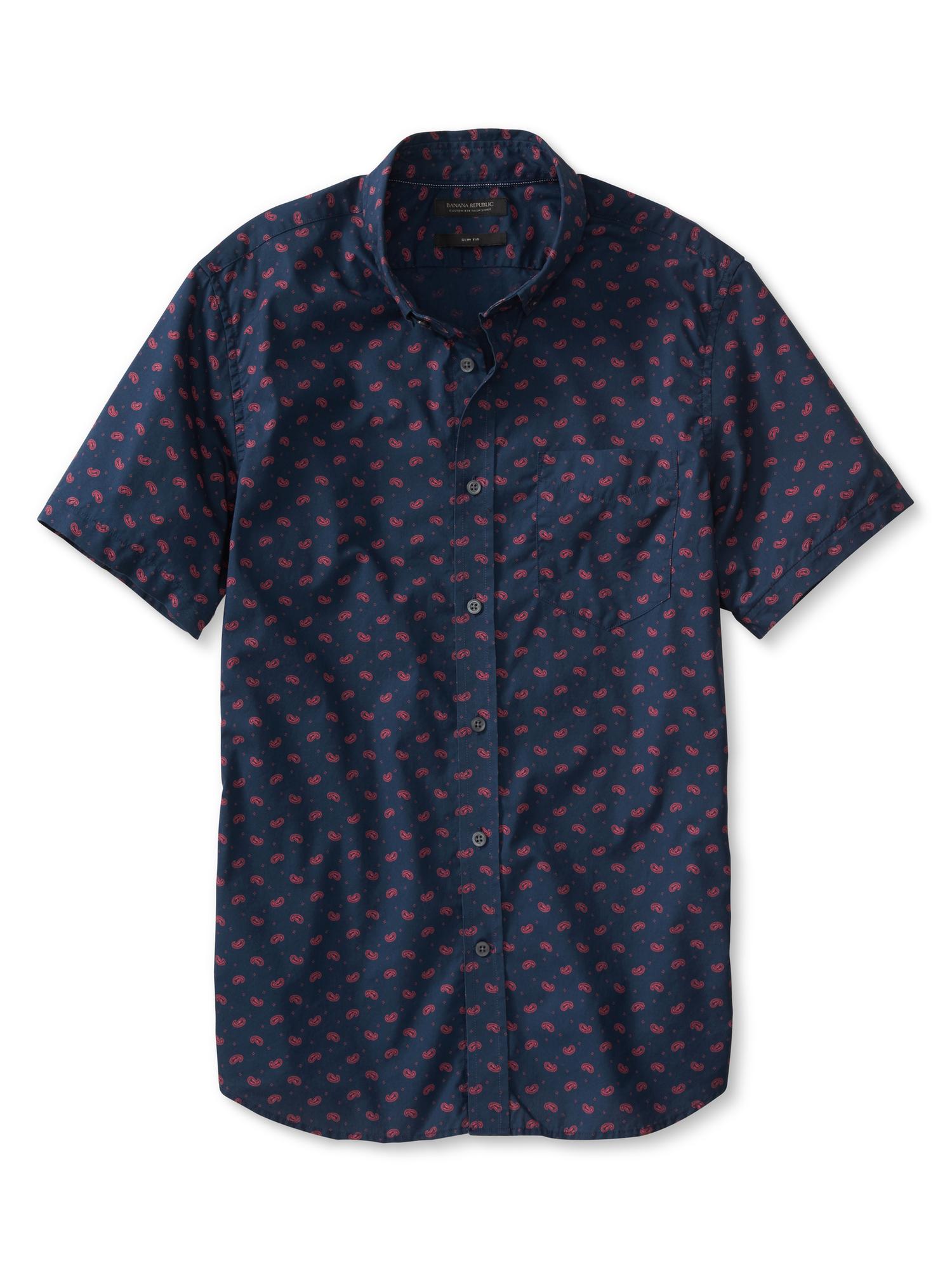 Slim-Fit Custom 078 Wash Paisley Short-Sleeve Shirt