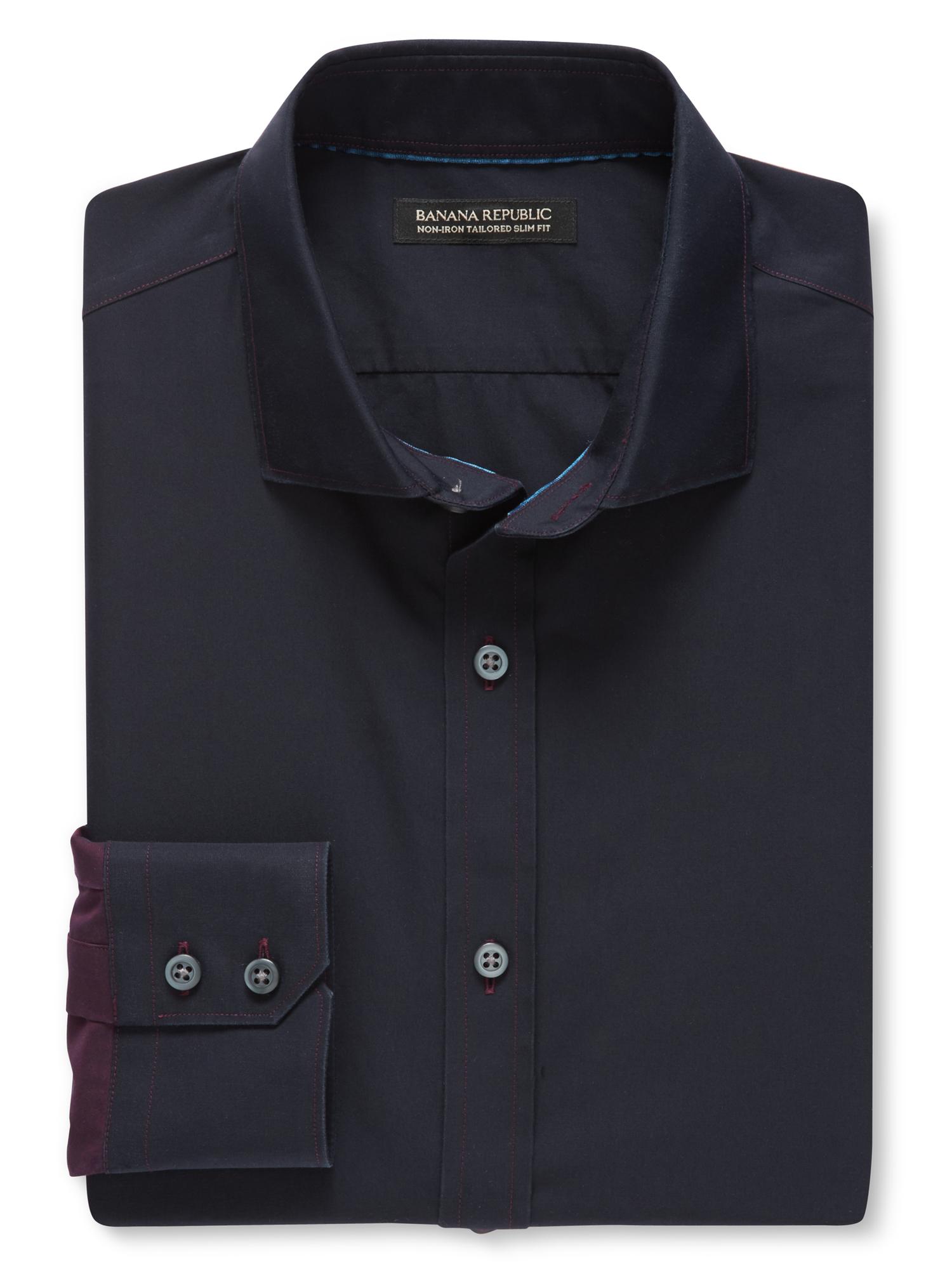 Tailored Slim-Fit Non-Iron Block-Stripe Shirt