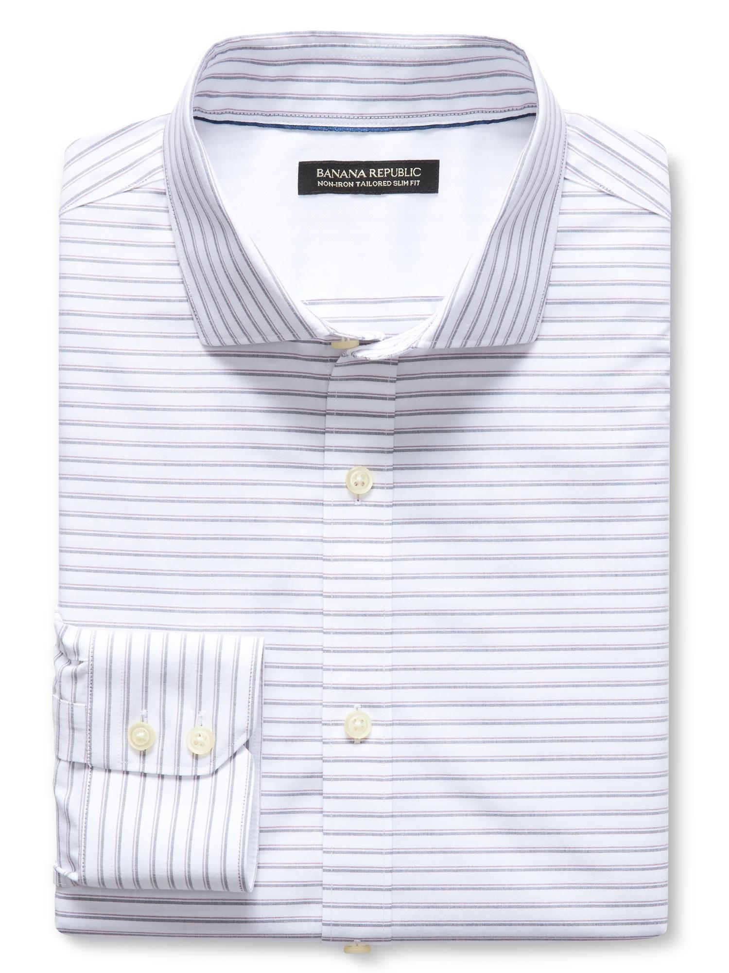 Tailored Slim-Fit Non-Iron White Stripe Shirt