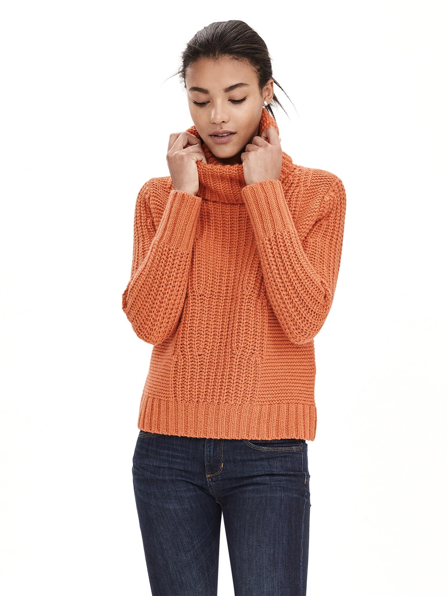 Mixed-Stitch Turtleneck Sweater