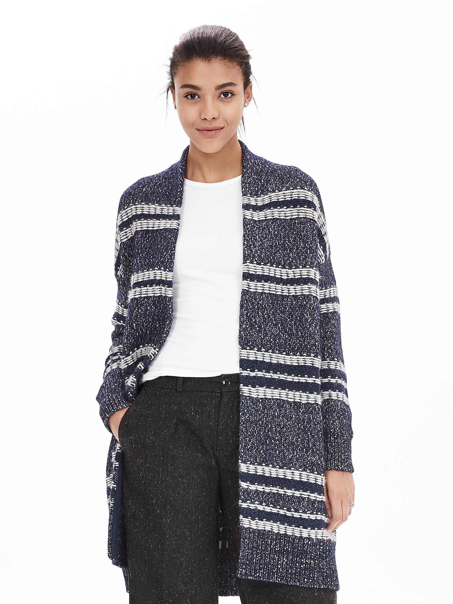 Multi-Stripe Sweater Coat