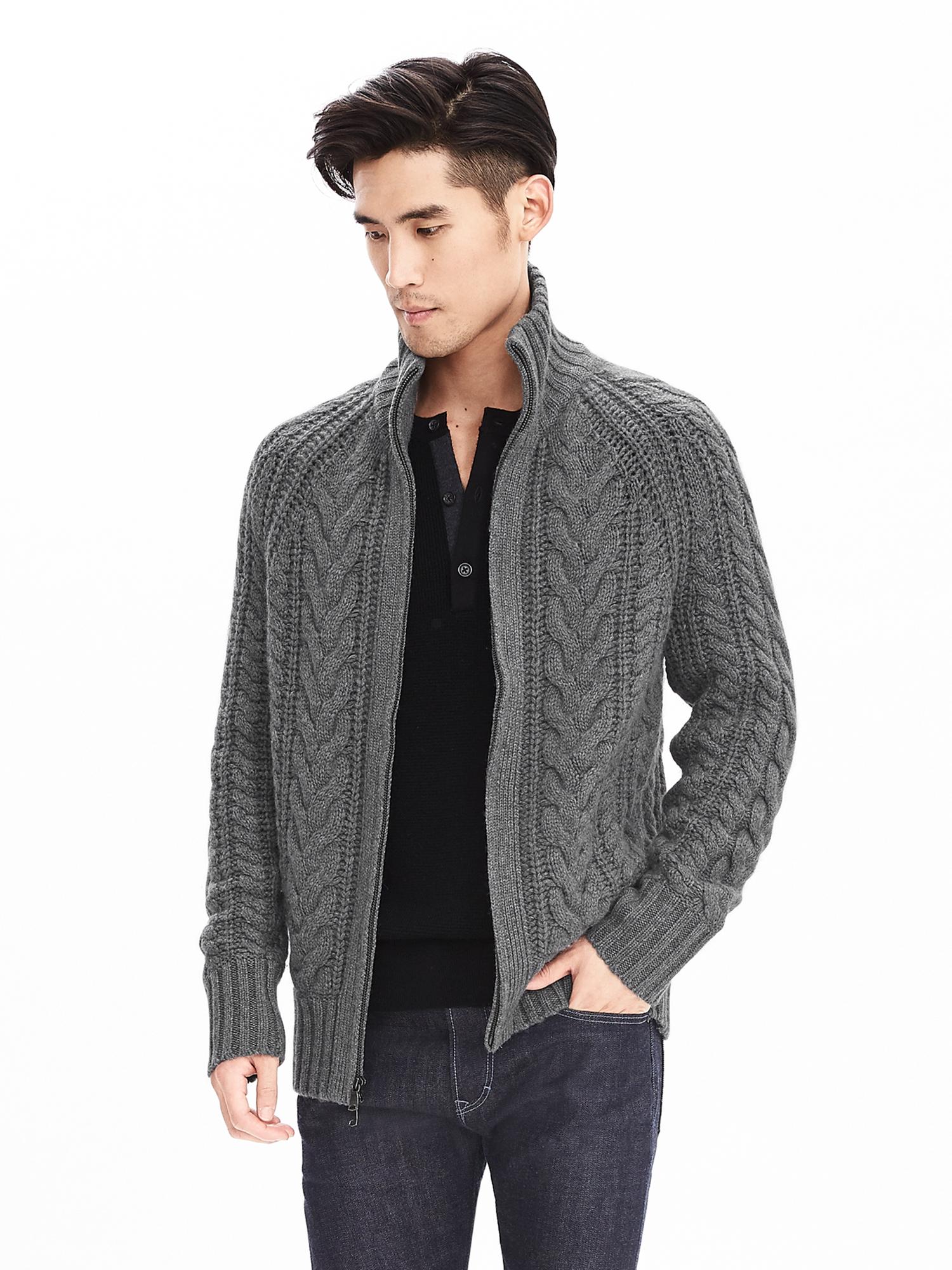 Todd & Duncan Cable-Knit Cashmere Zip Jacket