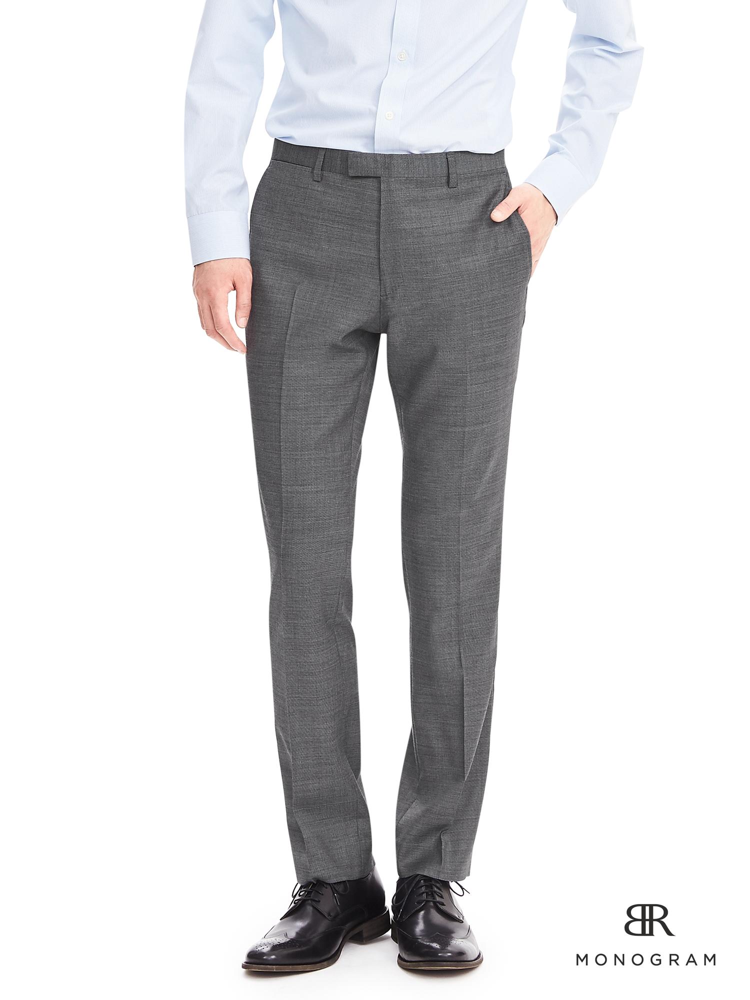 BR Monogram Gray Italian Wool Suit Trouser