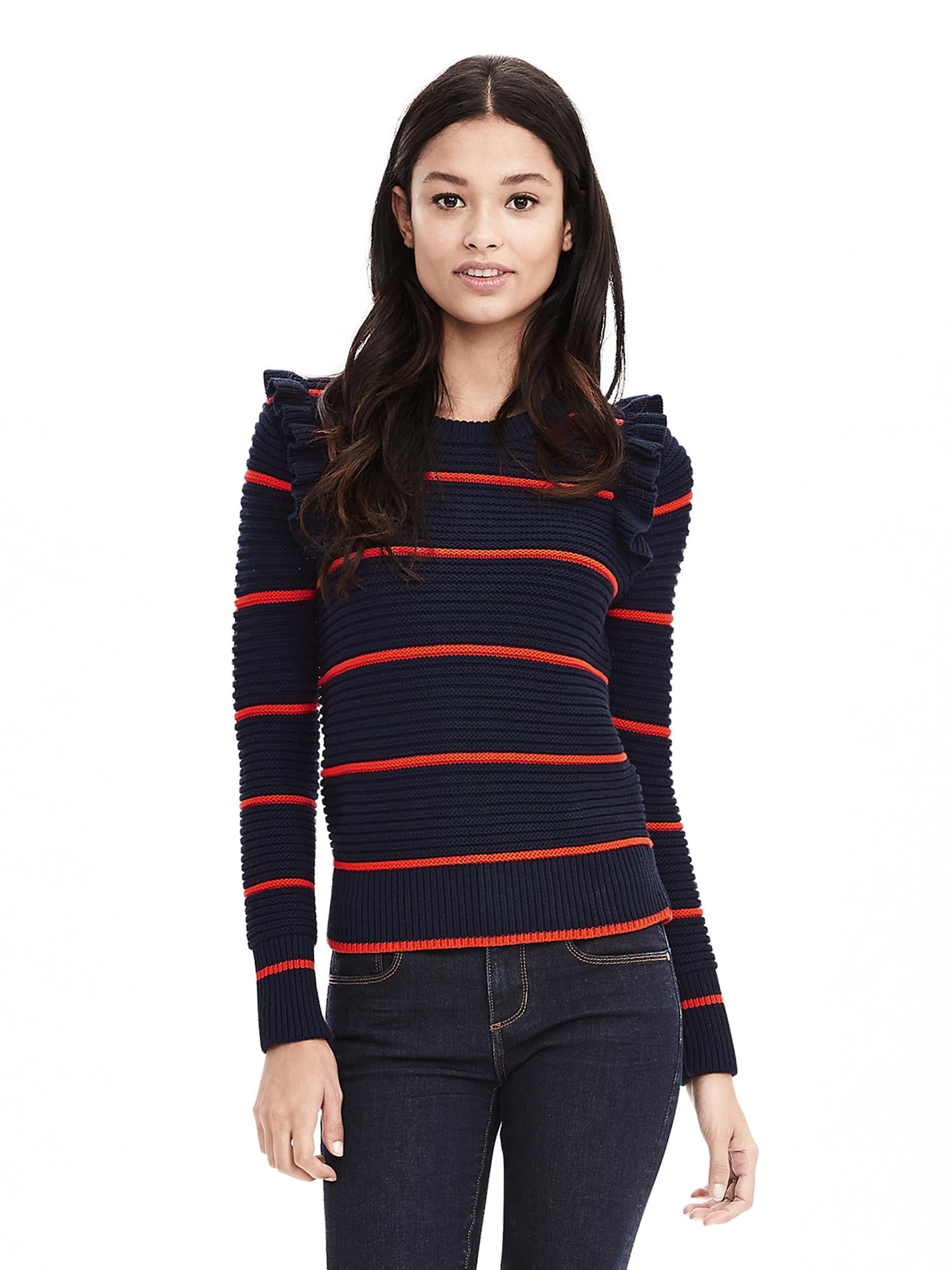 Striped Ruffle Pullover Sweater