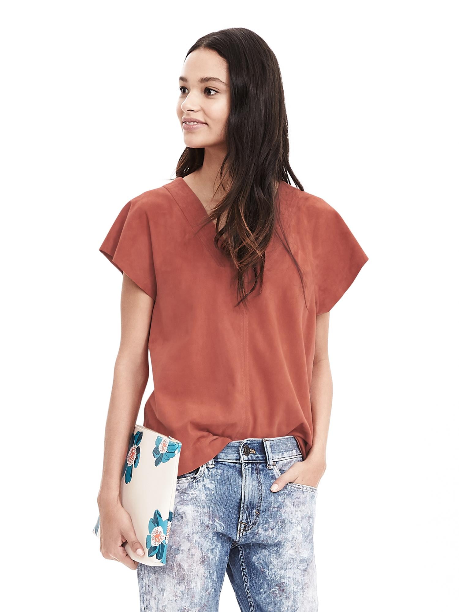 Heritage Ruffle Suede Blouse