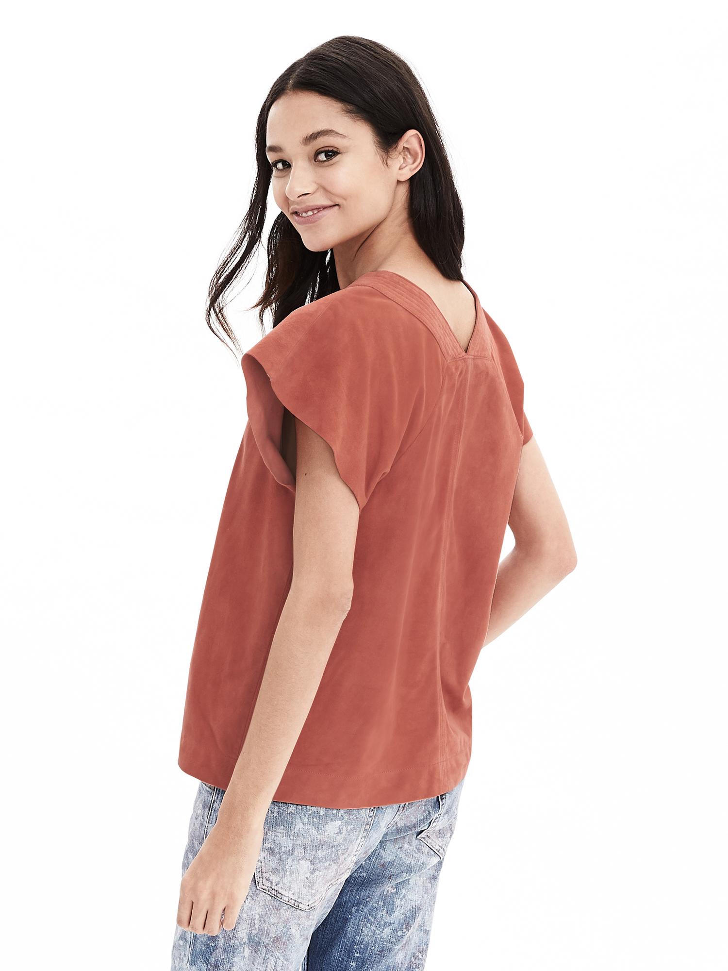 Heritage Ruffle Suede Blouse