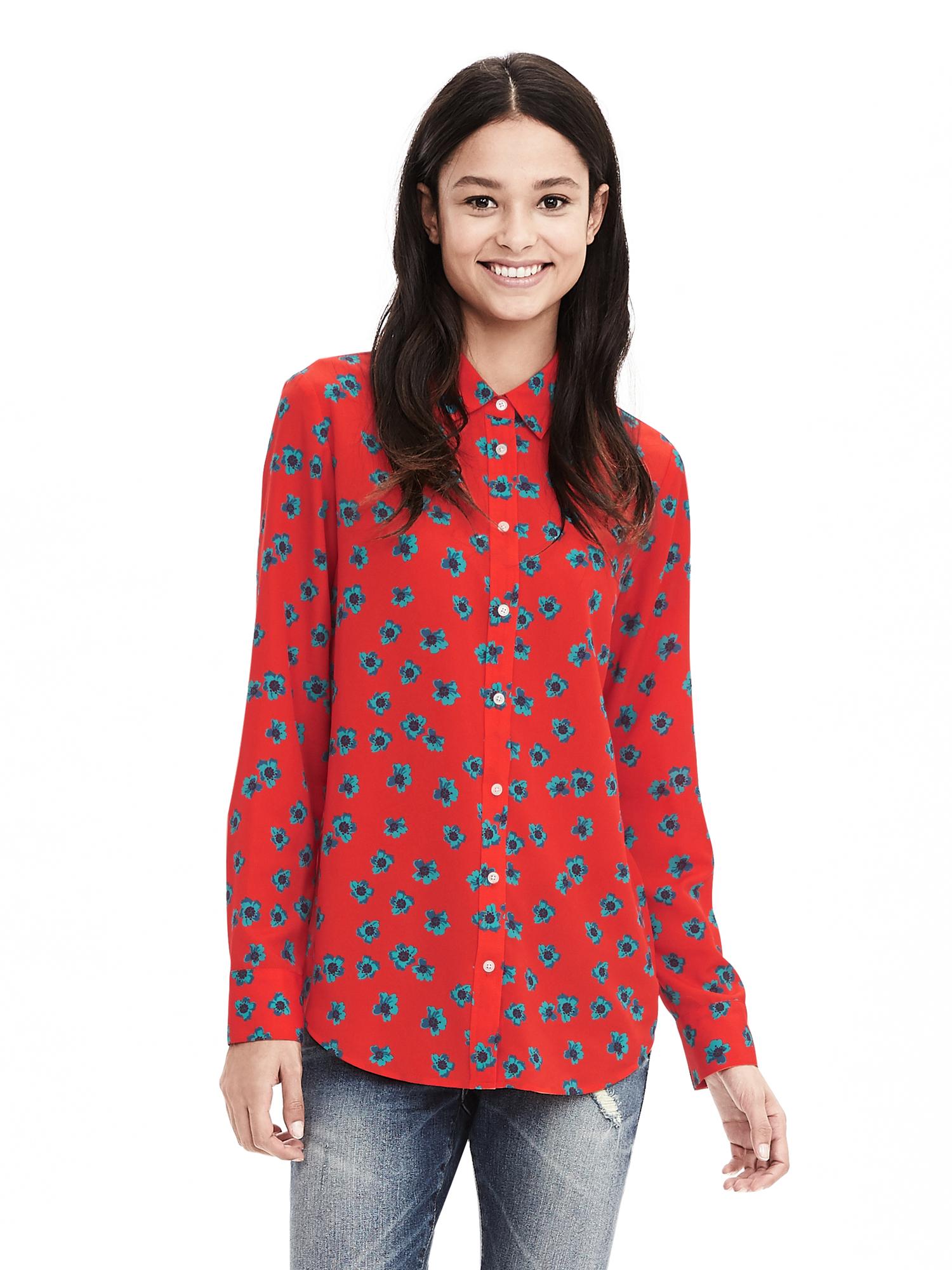 Dillon-Fit Red Floral Blouse