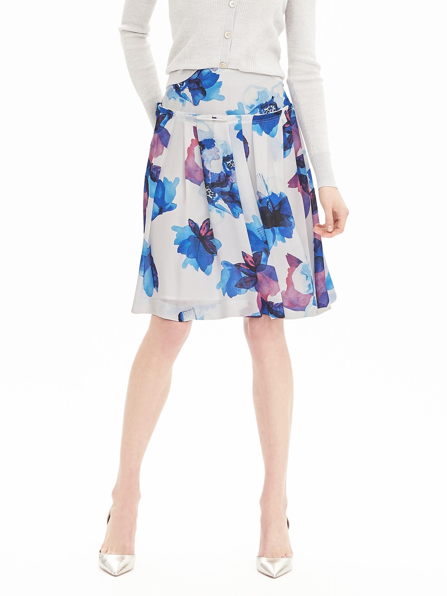 Watercolor Pleated Skirt
