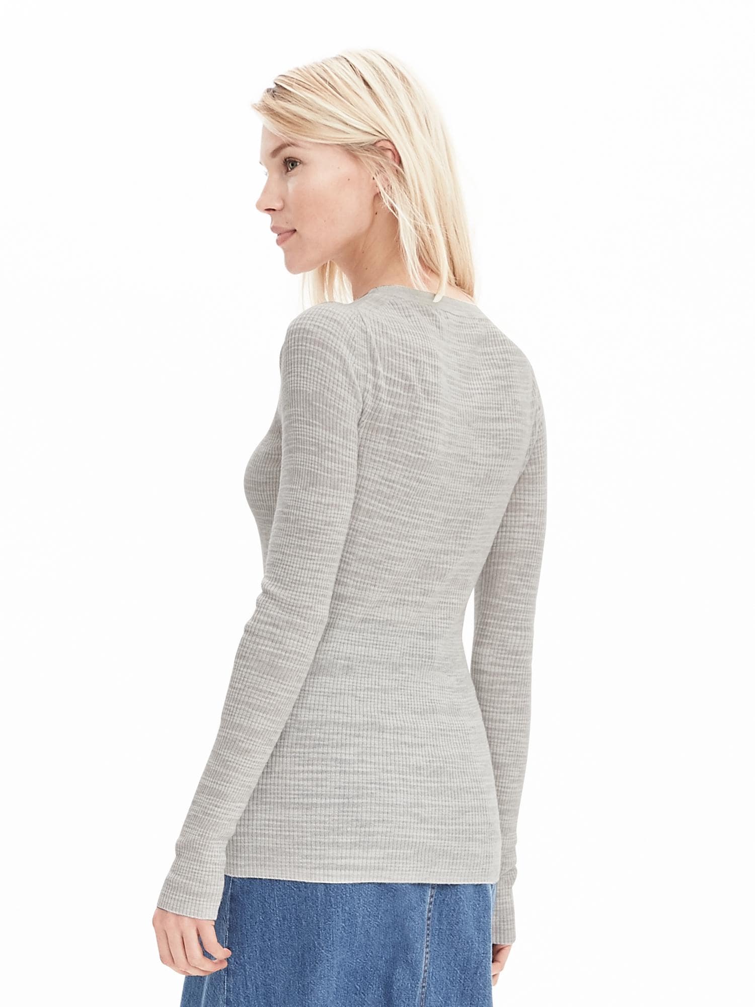 Ribbed Long Scoop Pullover