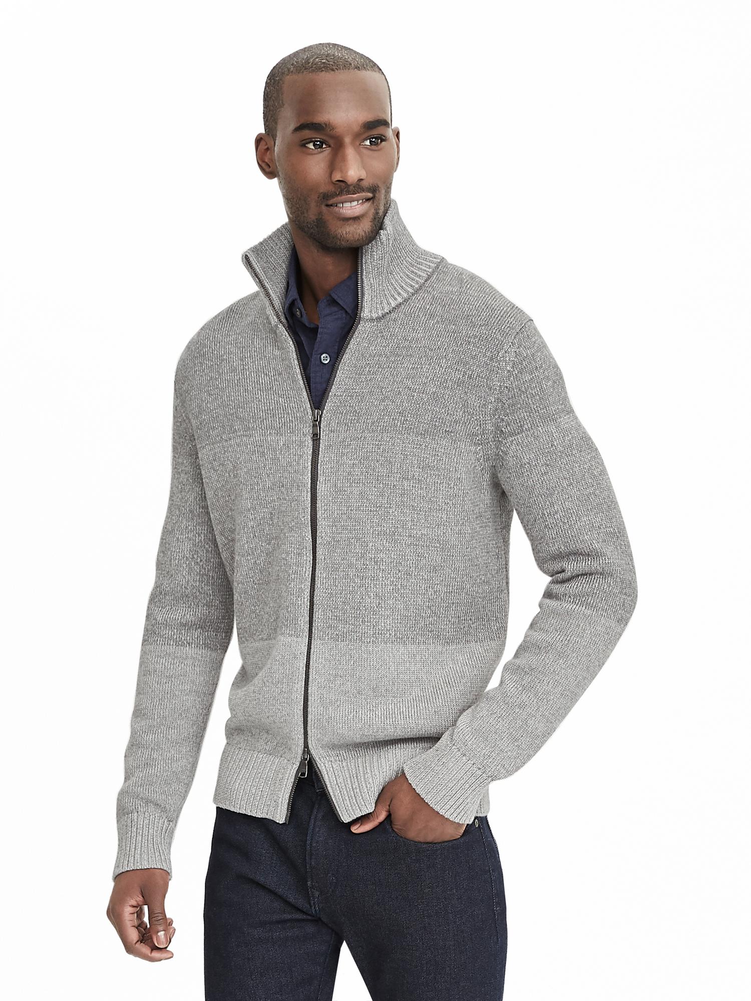 Marled Ombre Stripe Sweater Jacket