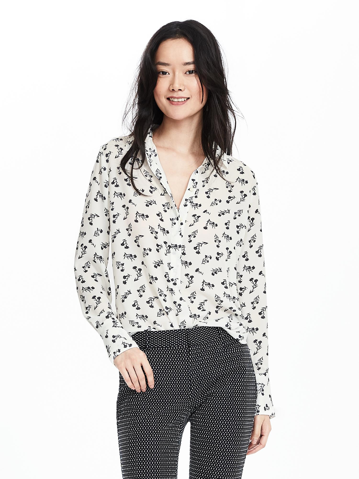 Floral Popover Blouse Banana Republic