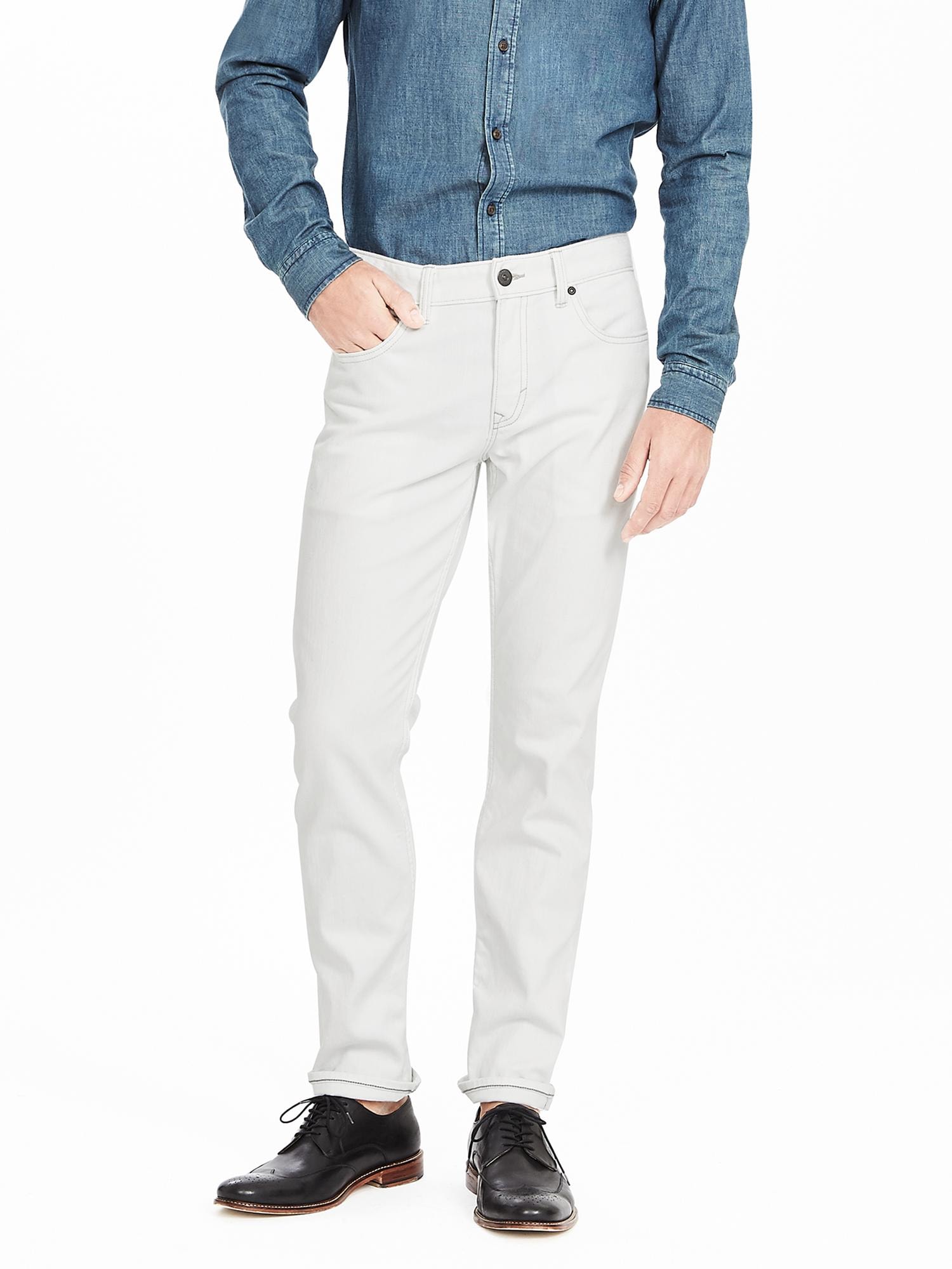 Slim Stain-Resistant White Jean