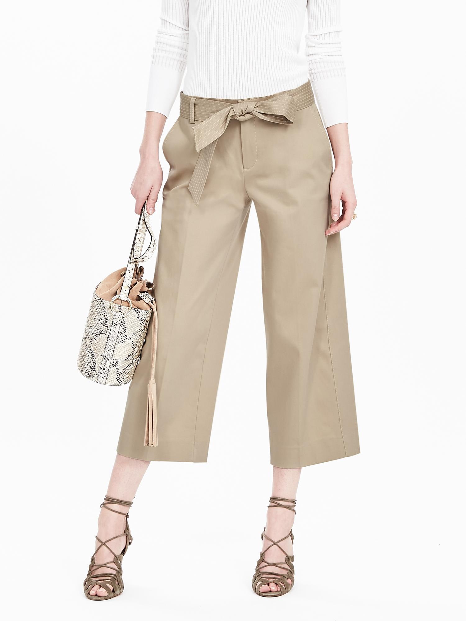 Belted Wide-Leg Crop Pant