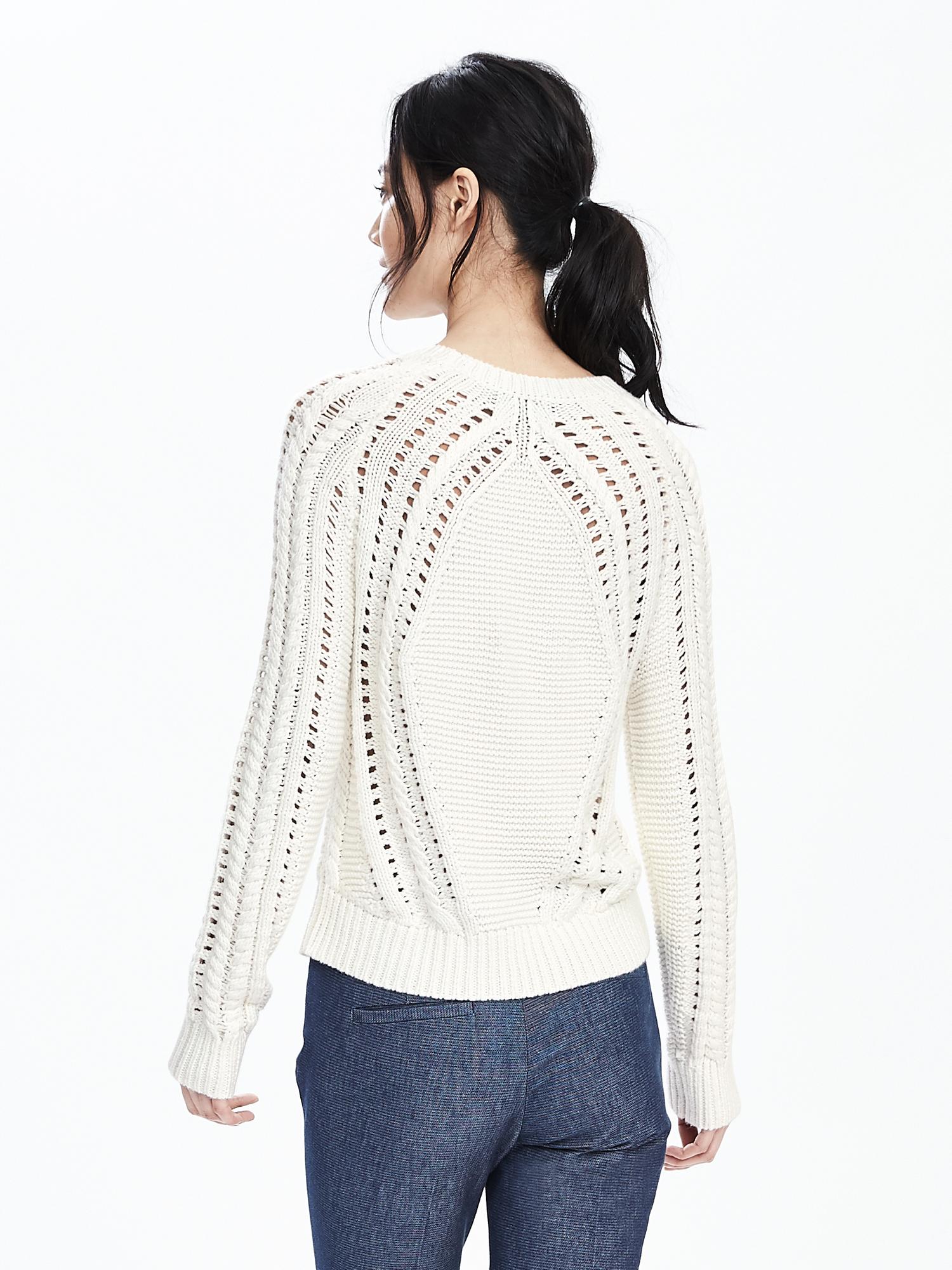 Pointelle Cable-Knit Pullover
