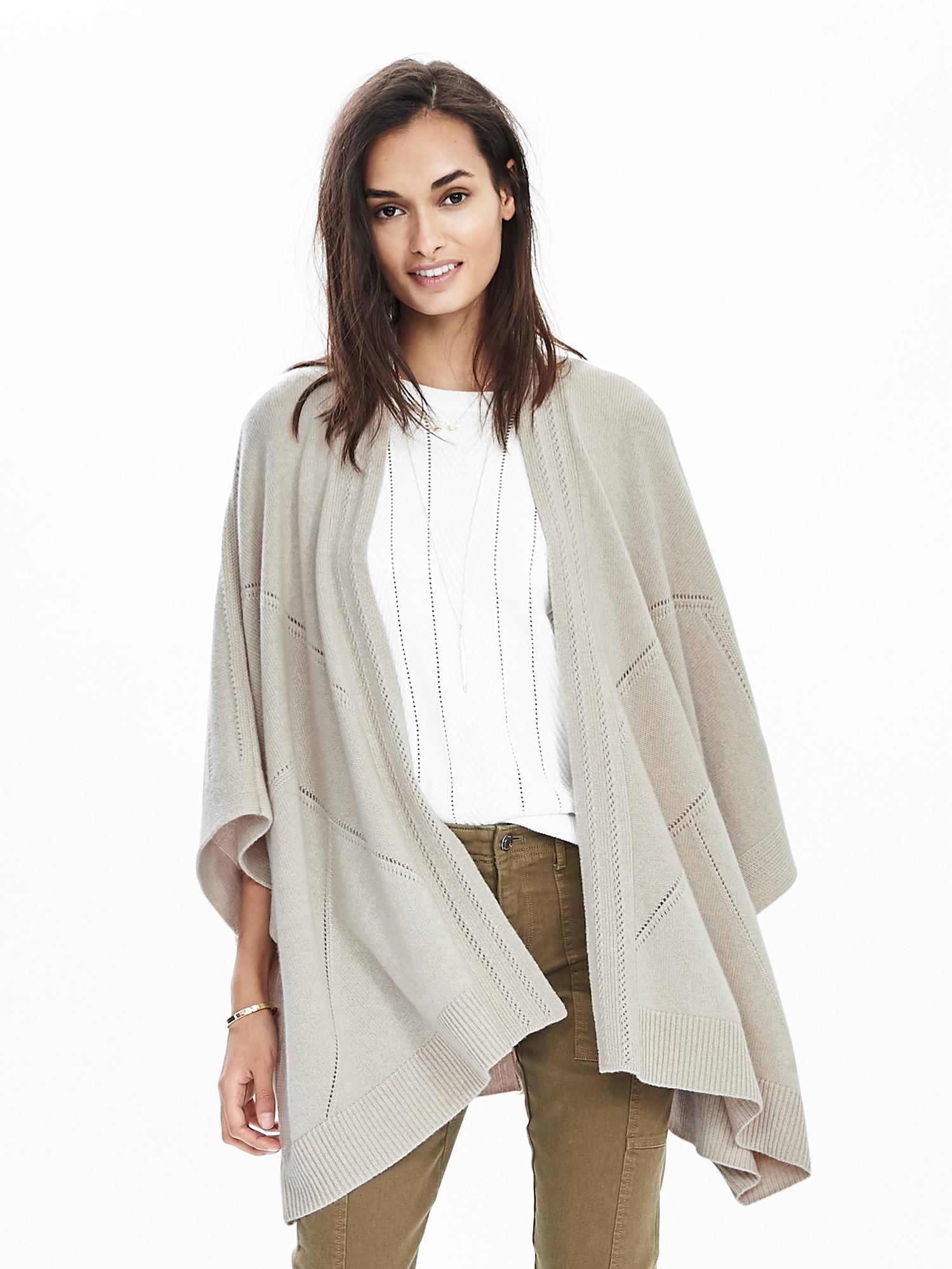 Todd & Duncan Cashmere Pointelle Poncho