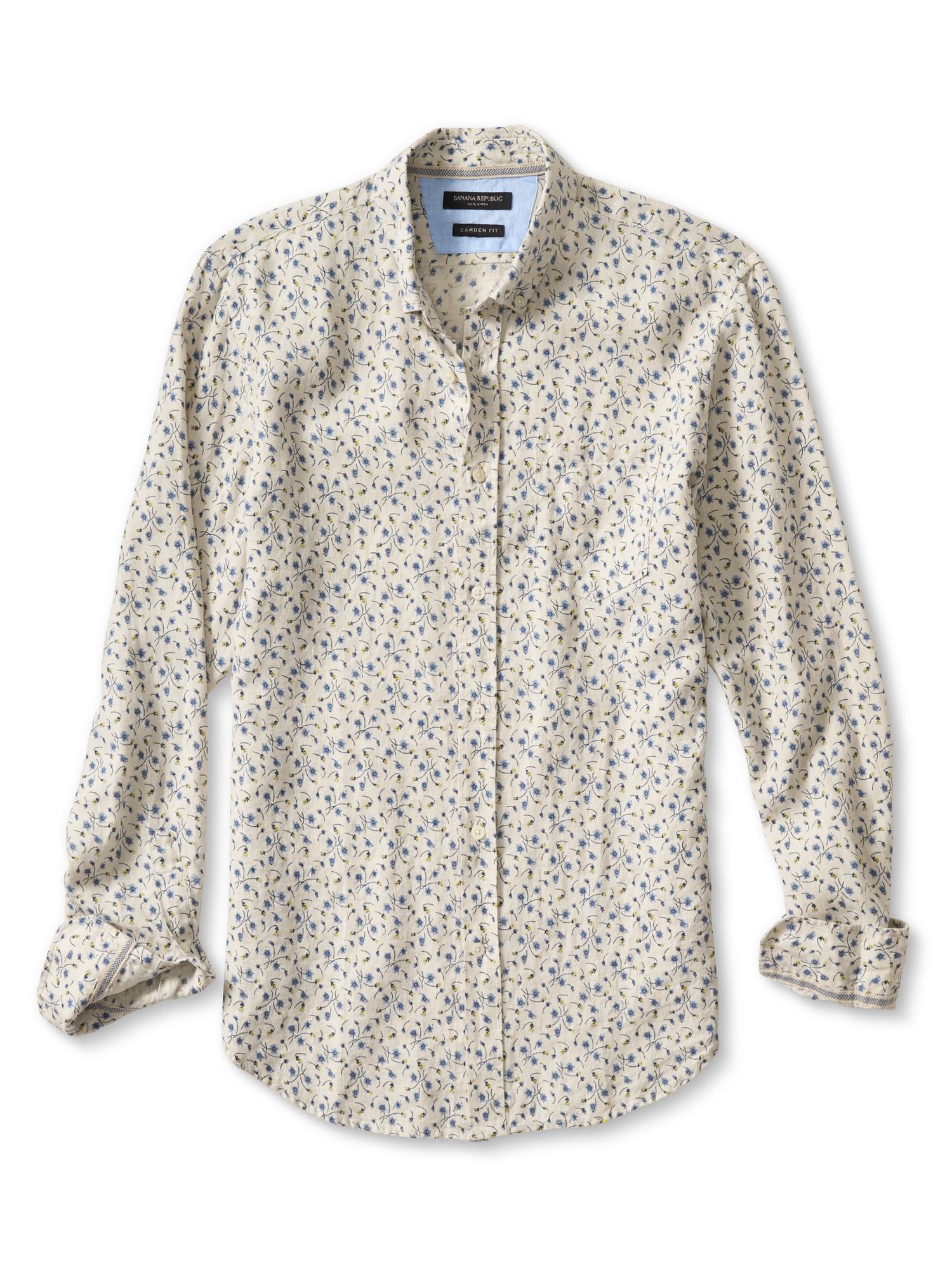 Camden-Fit Floral Linen Shirt