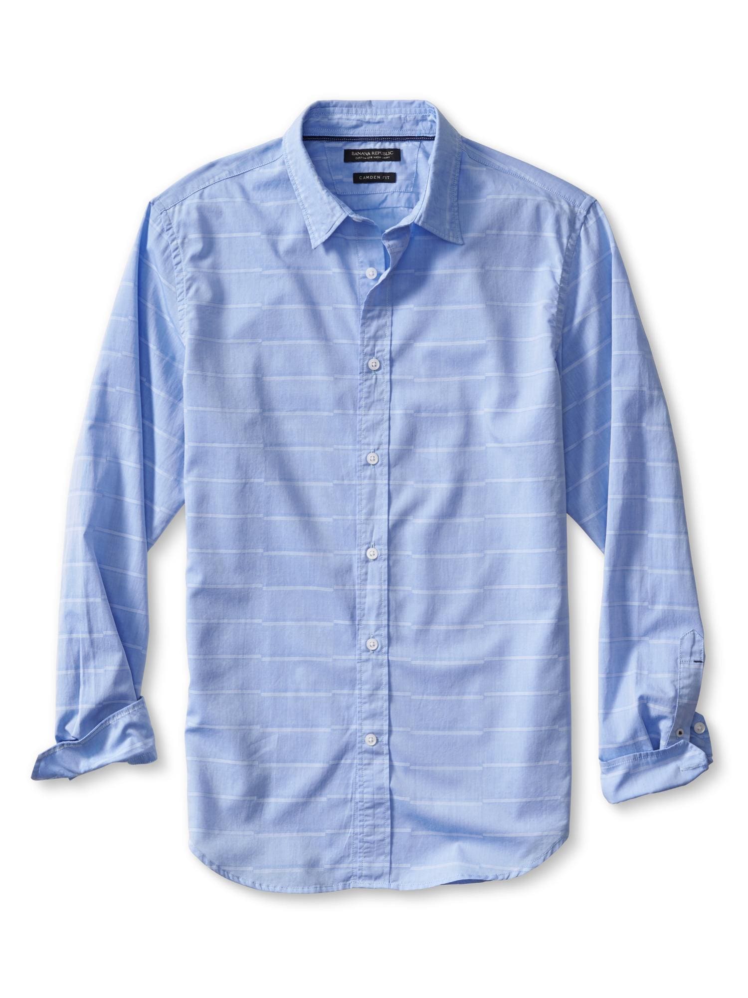 Camden-Fit Blue Stripe Custom 078 Wash Shirt