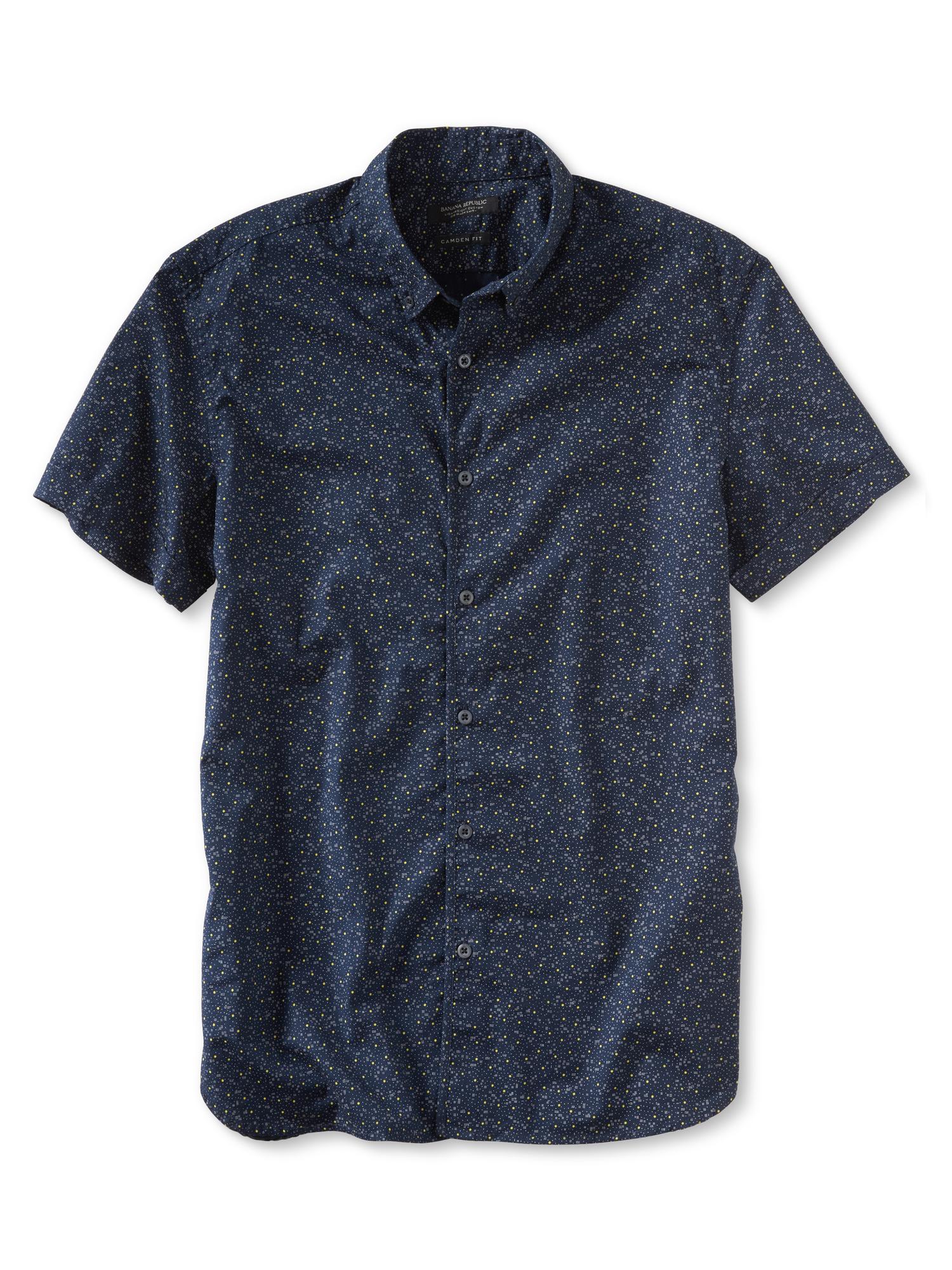 Camden-Fit Custom Wash Short Sleeve Print Shirt
