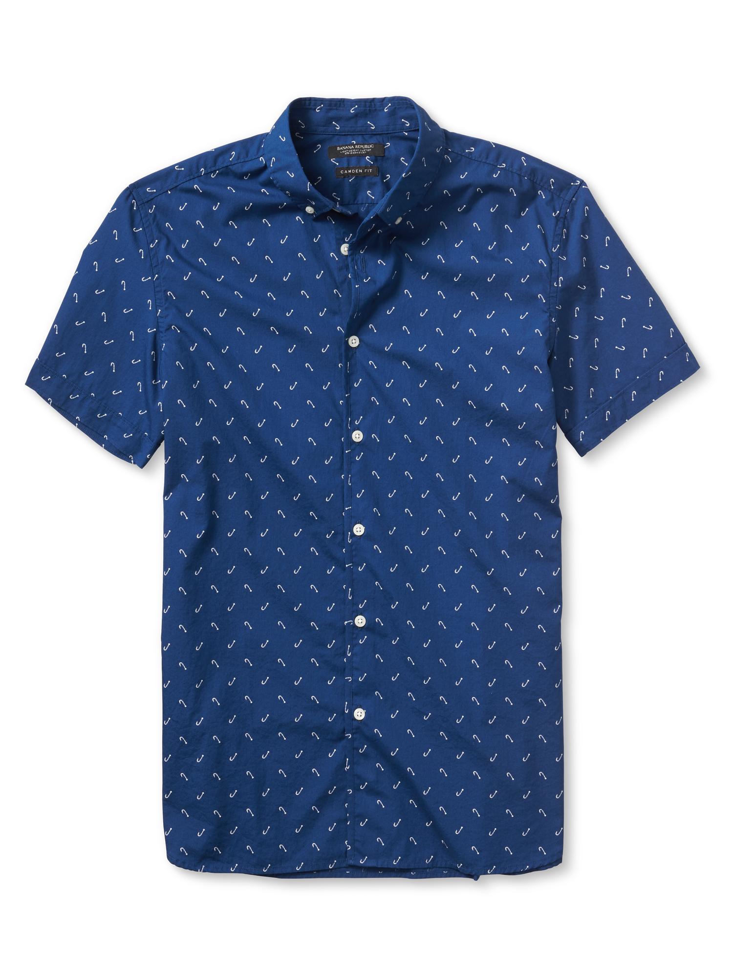 Camden-Fit Print Short-Sleeve Custom 078 Wash Shirt