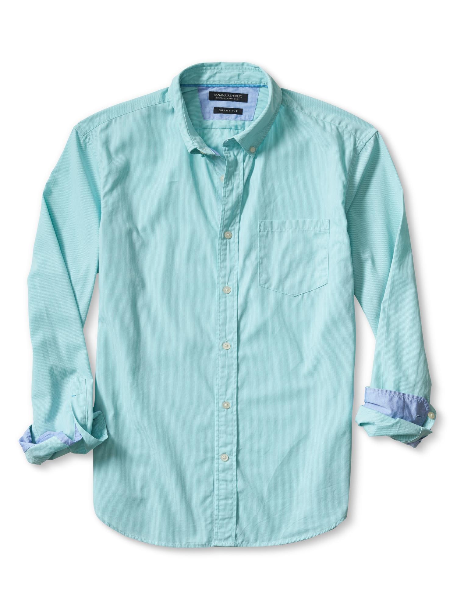 Grant-Fit Custom Wash Micro Stripe Shirt