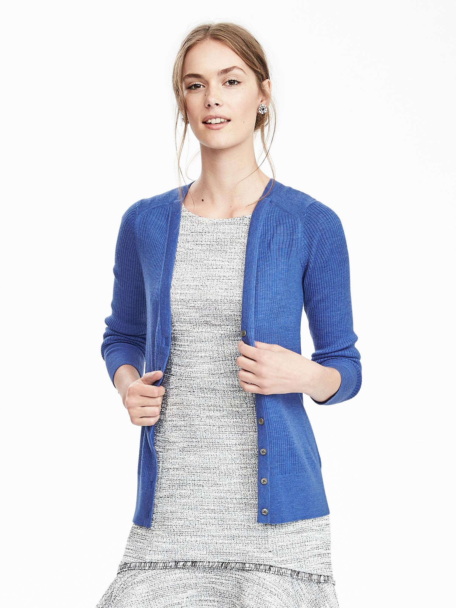 Merino Wool V Neck Cardigan Banana Republic