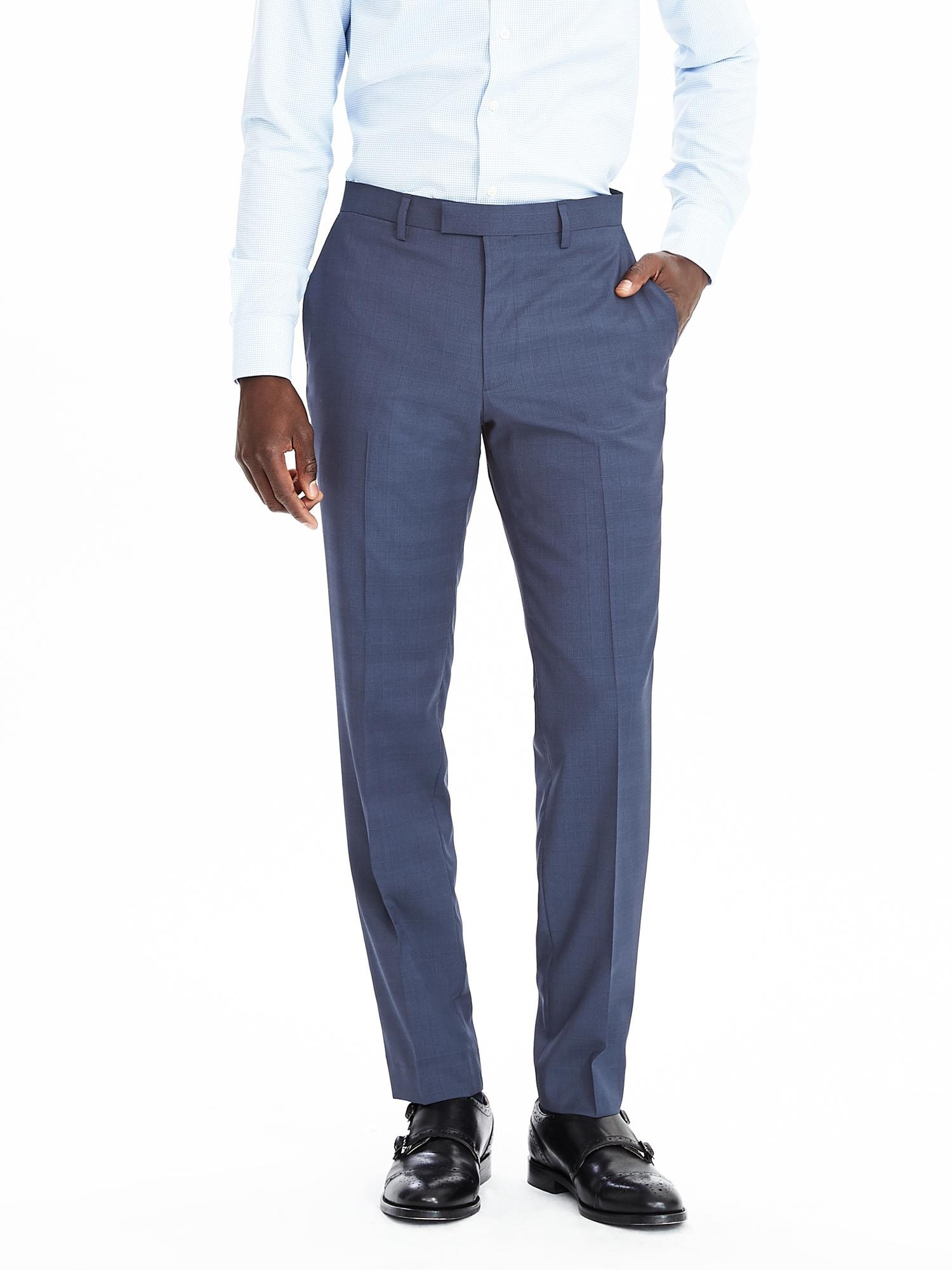 Standard Blue Plaid Wool Trouser