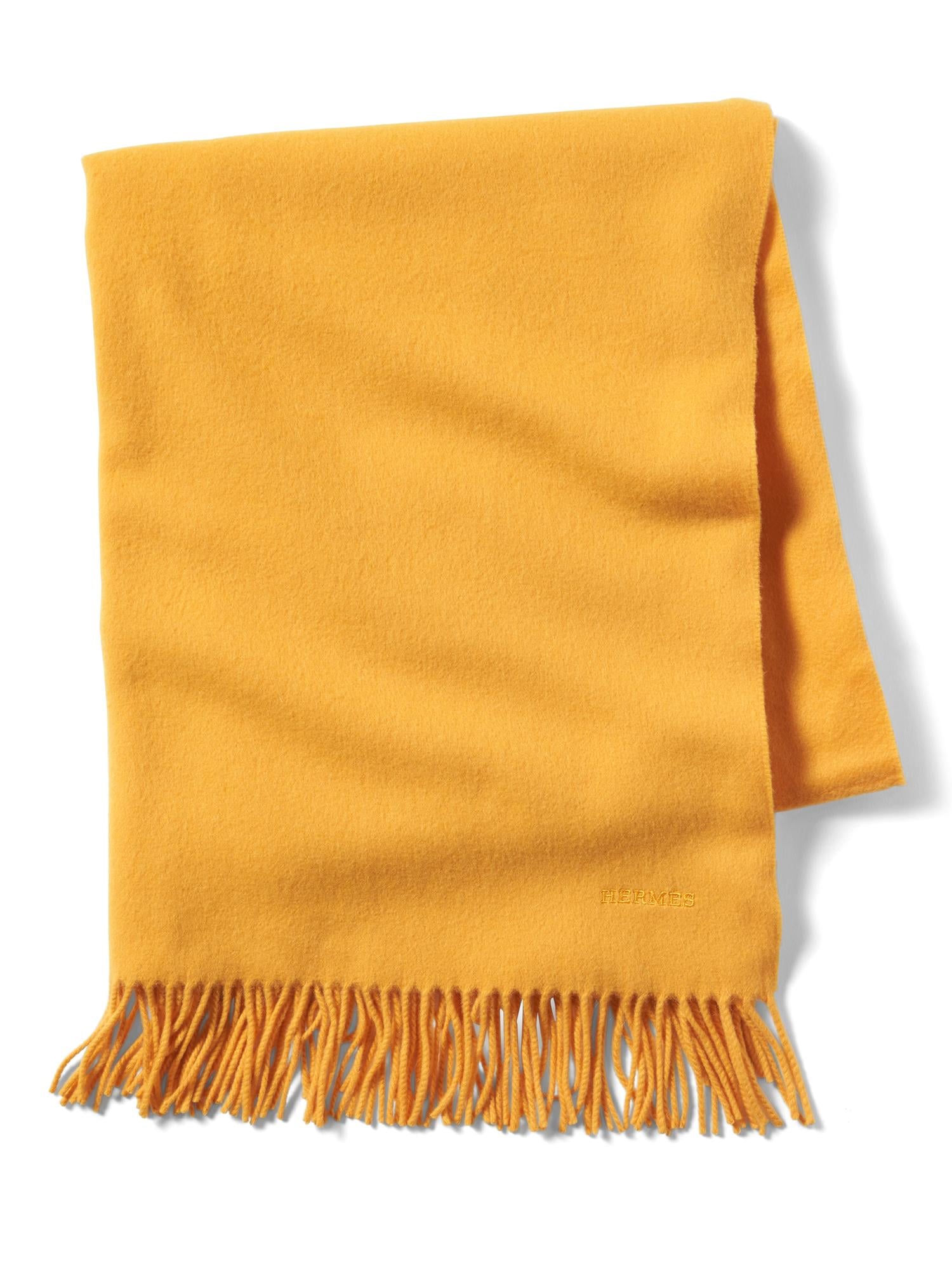 Luxe Vintage Hermes Yellow Cashmere Shawl