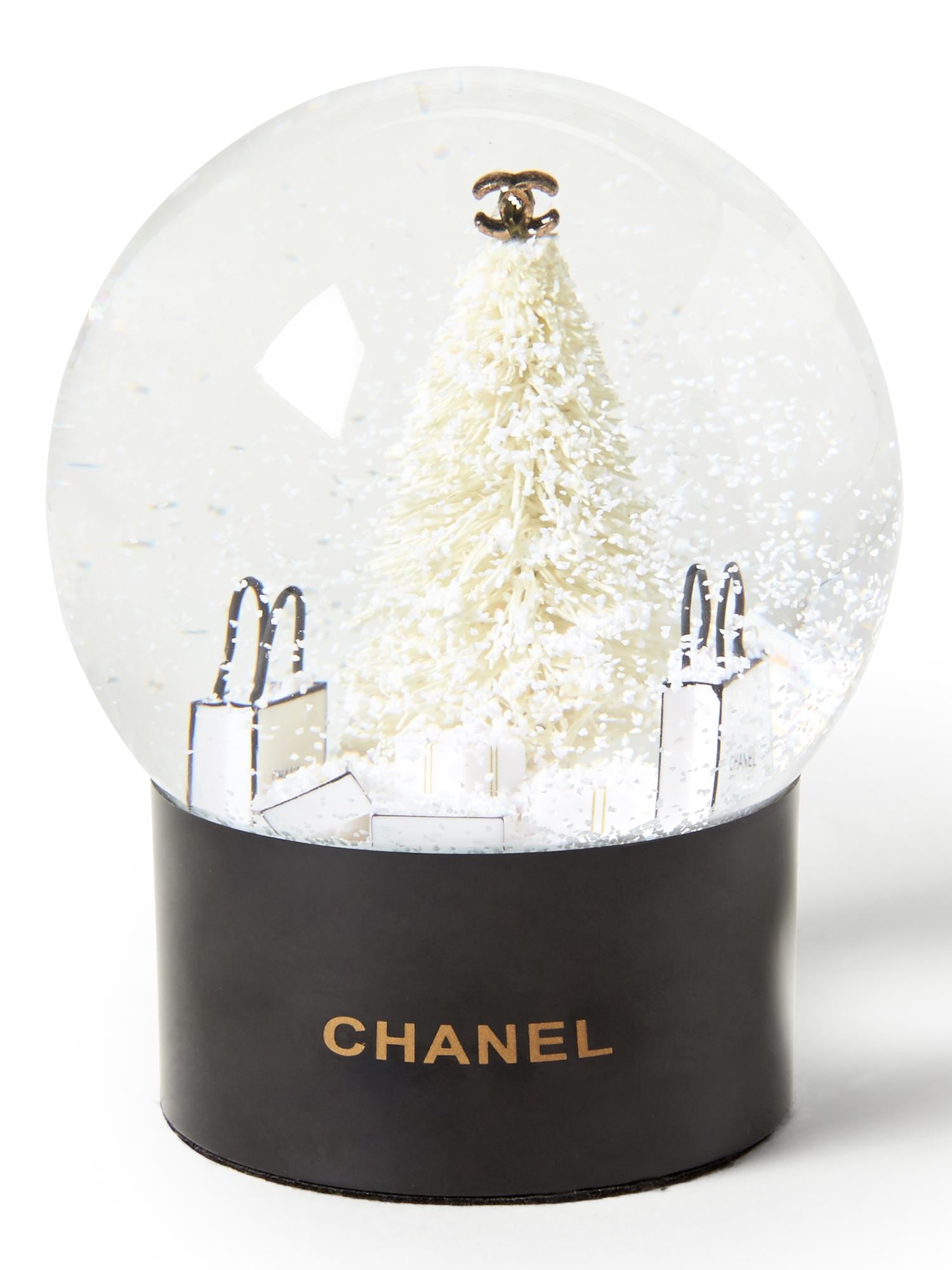 Luxe Vintage Chanel Black and White Snow Globe
