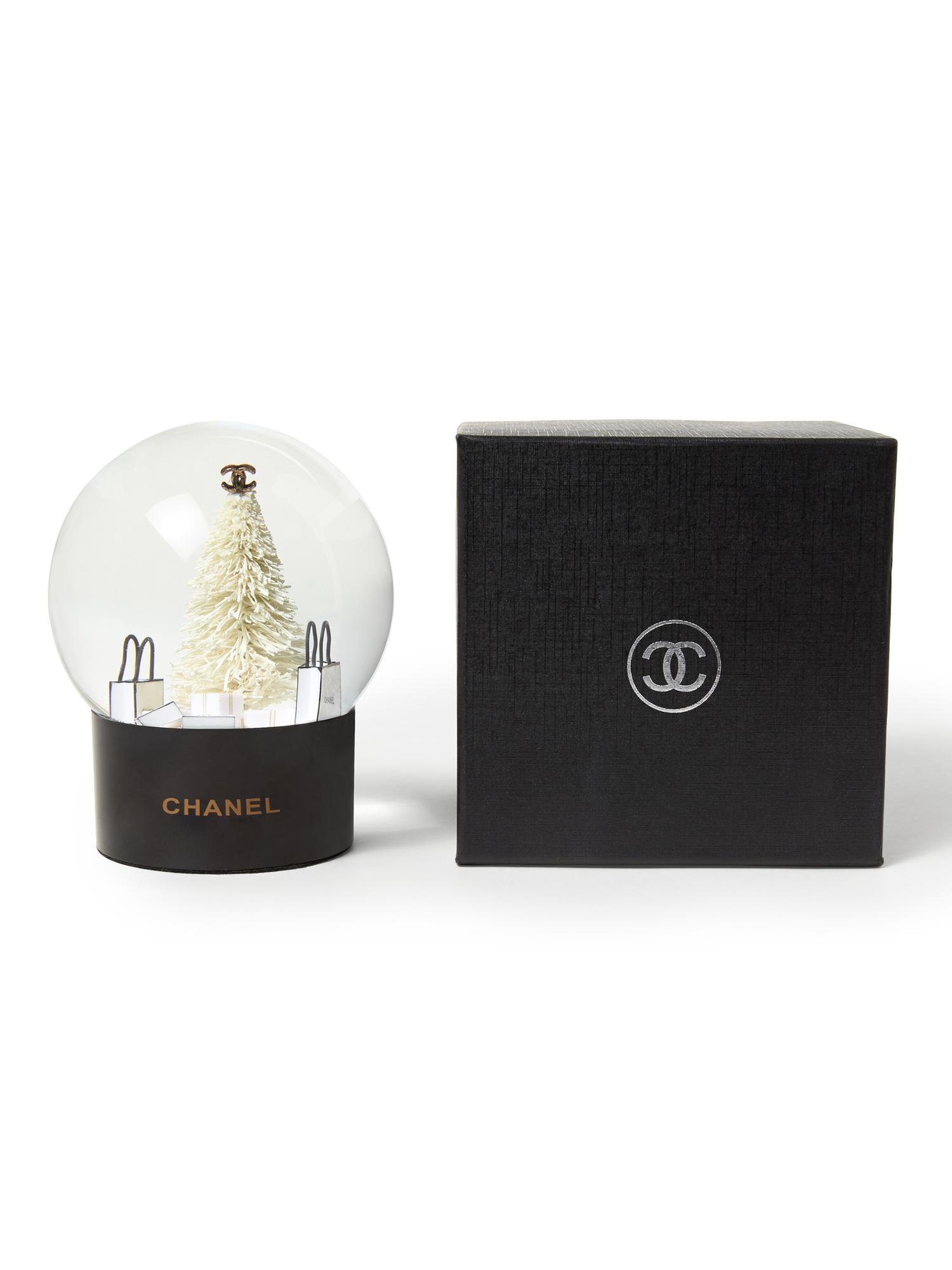 Luxe Vintage Chanel Black and White Snow Globe