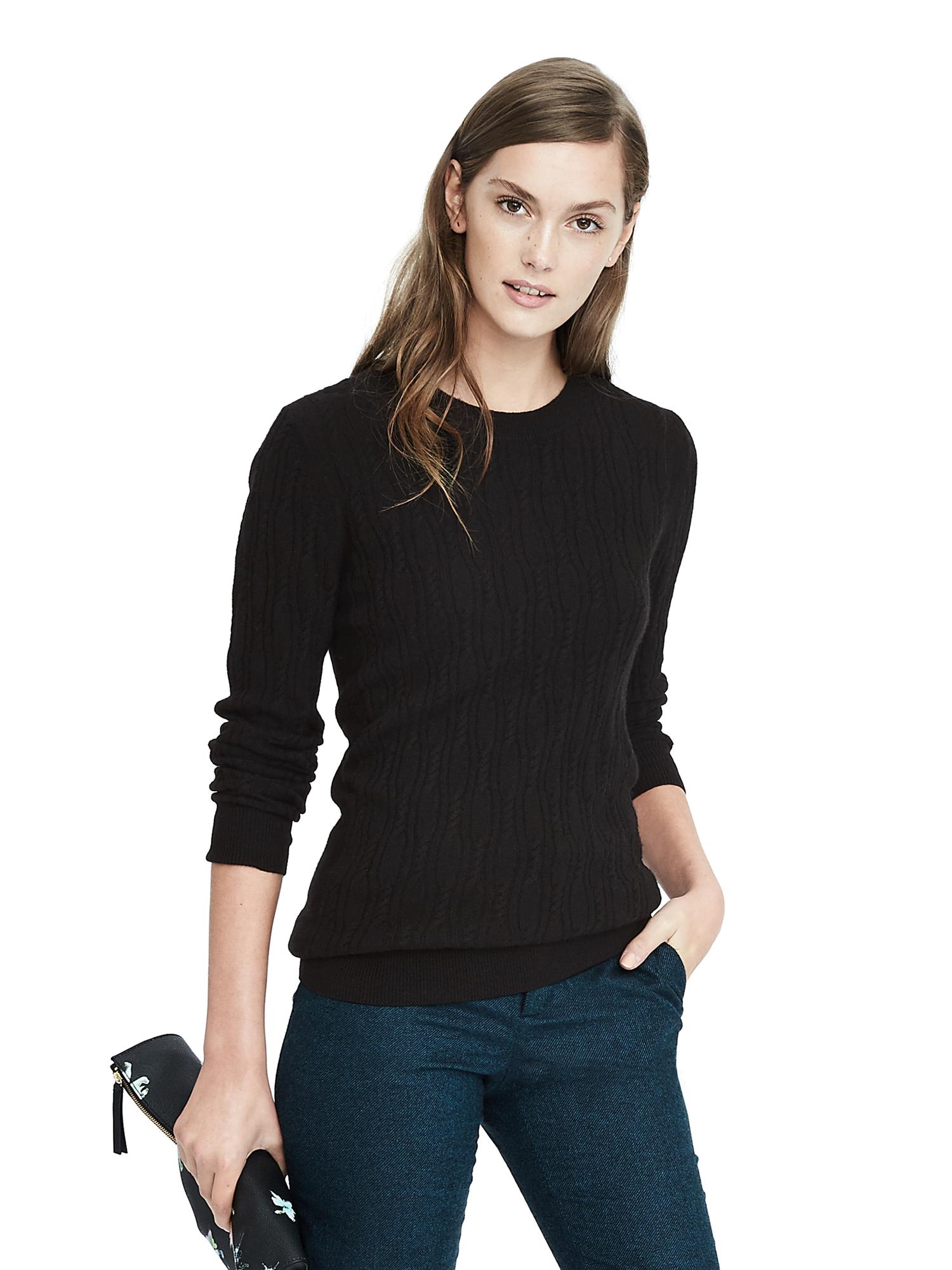 Italian Cashmere Blend Cable Crew Sweater
