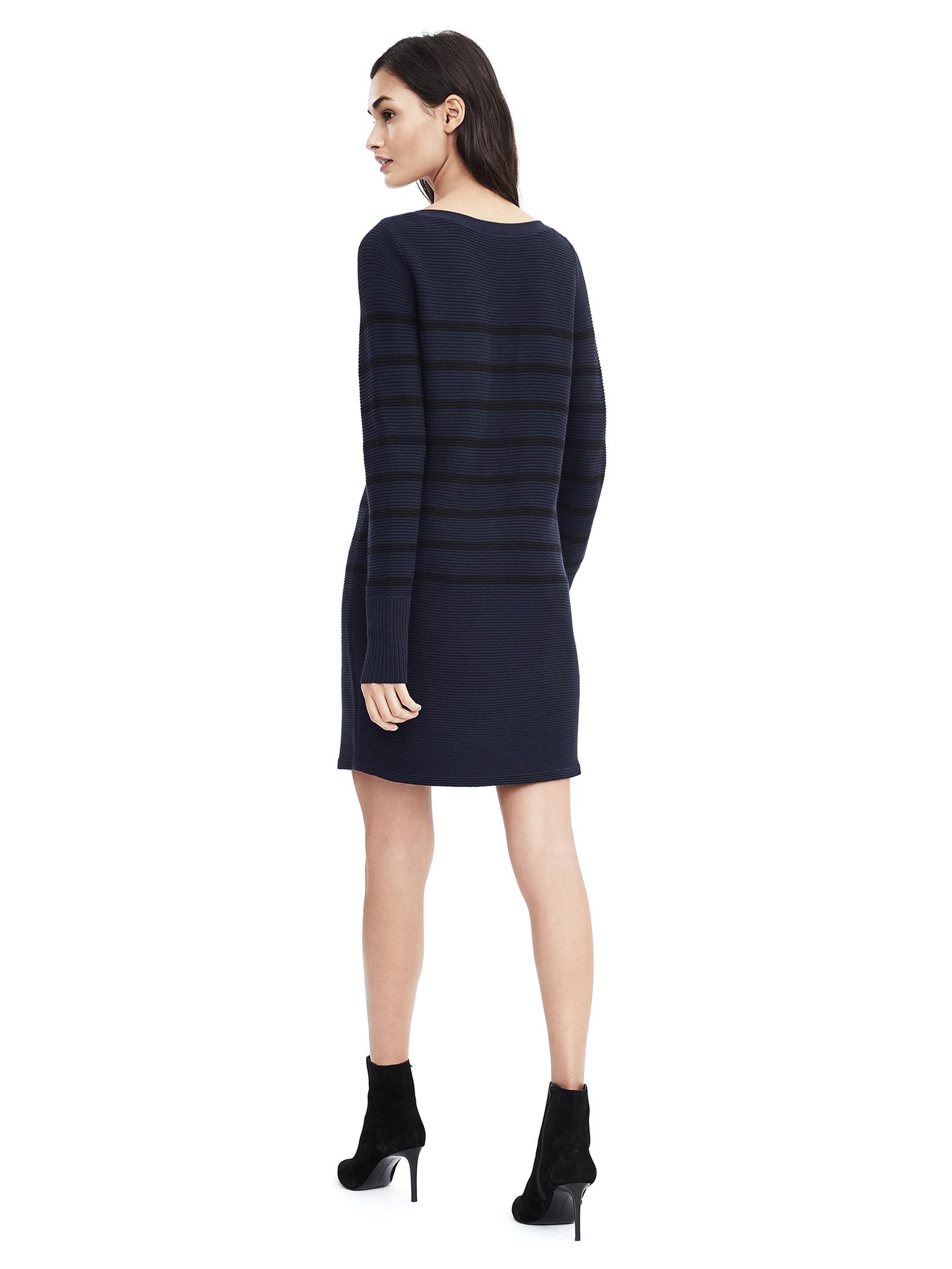 Long-Sleeve Striped Sweater Dress
