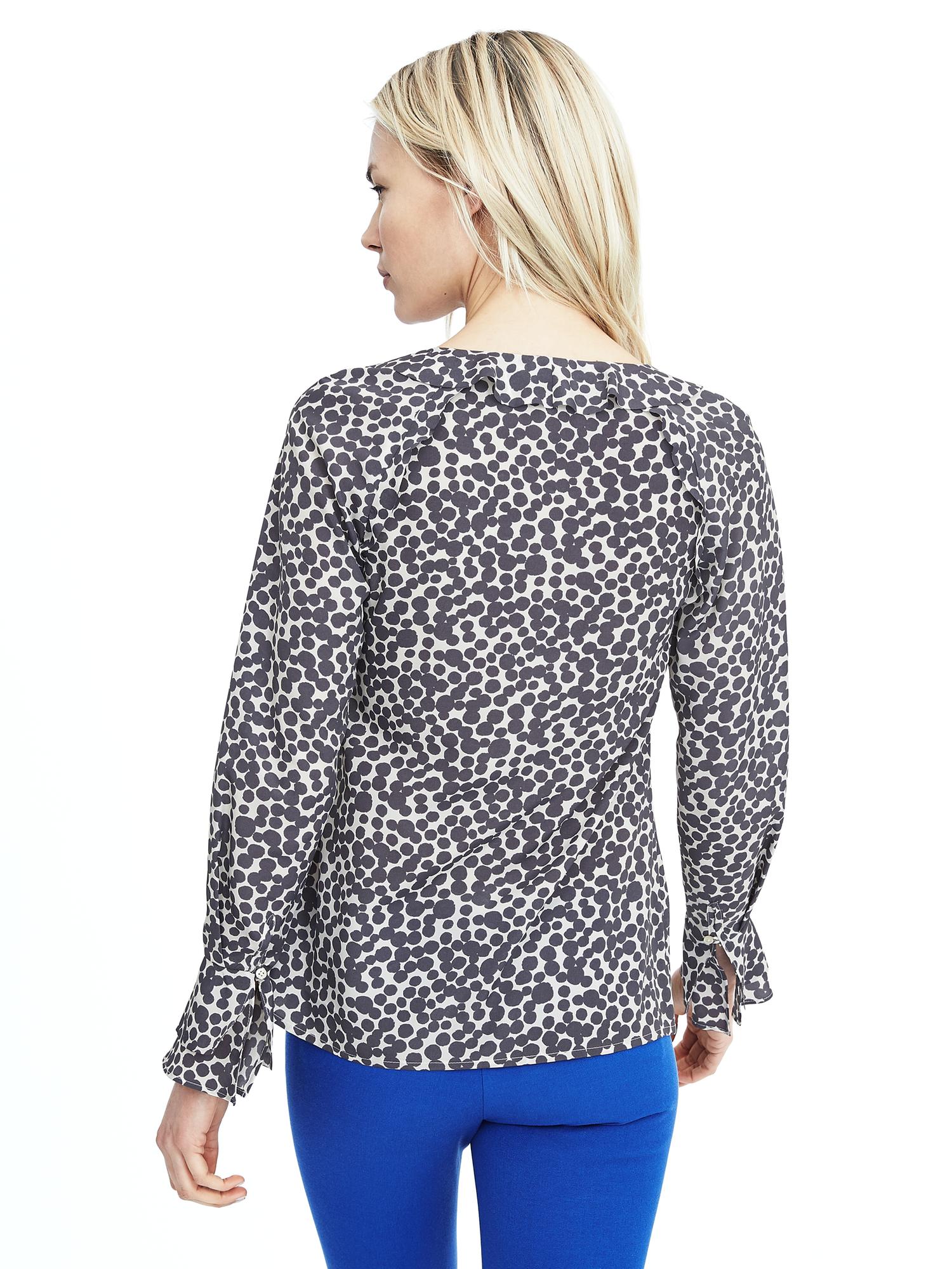 Easy Care Print Layered-Cuff Blouse