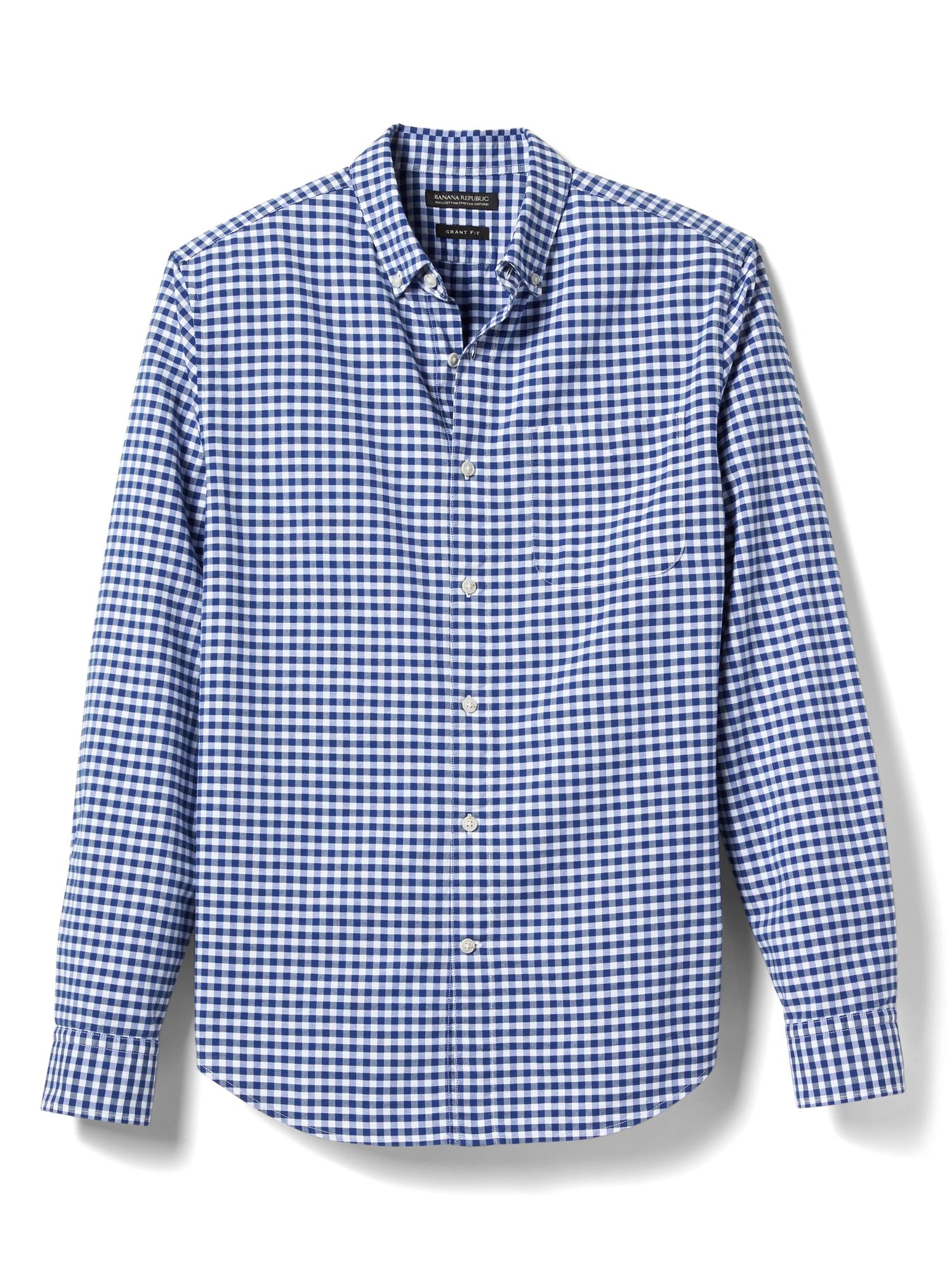 Grant Slim-Fit Cotton-Stretch Gingham Oxford Shirt
