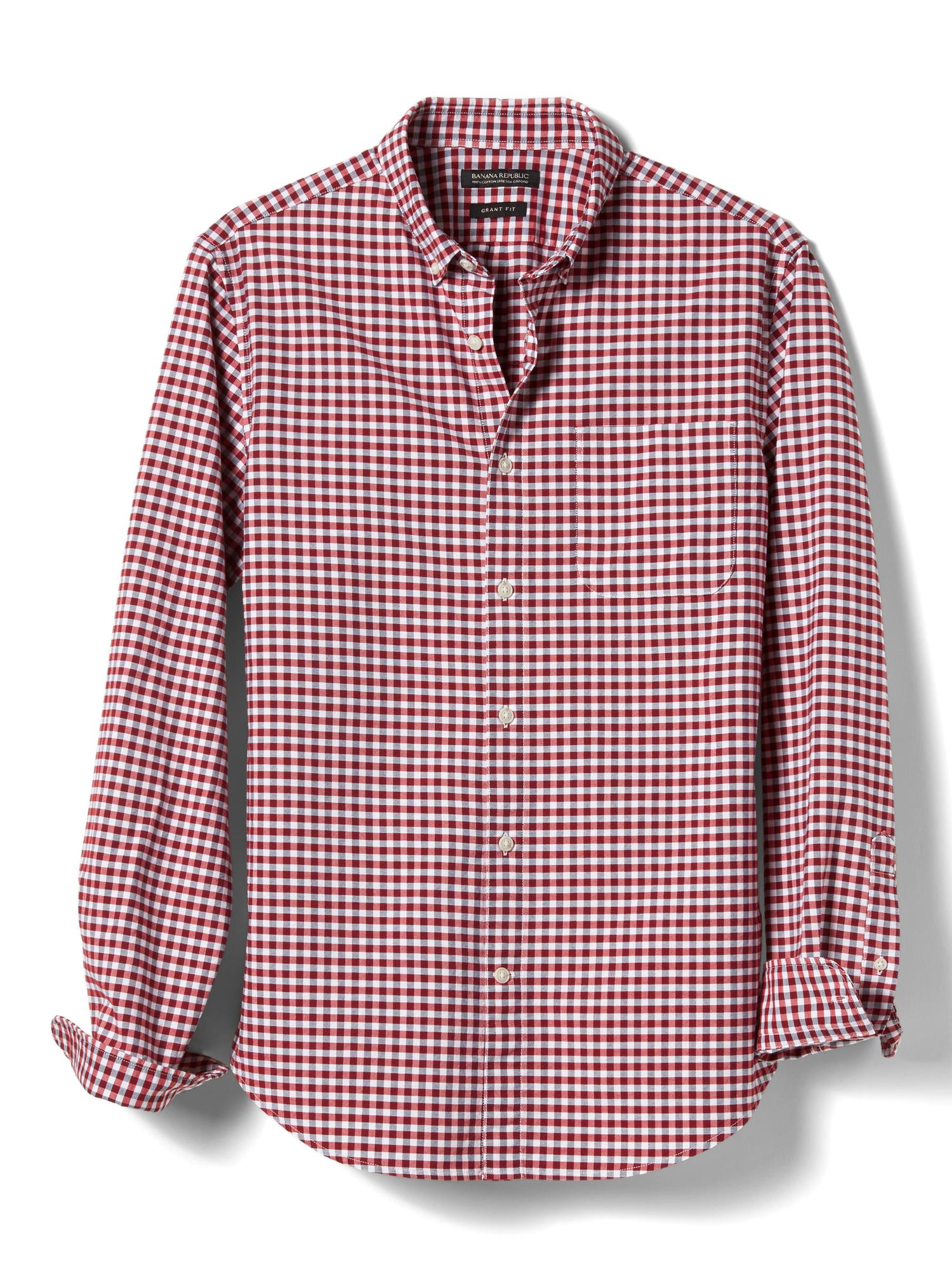 Grant Slim-Fit Cotton-Stretch Gingham Oxford Shirt