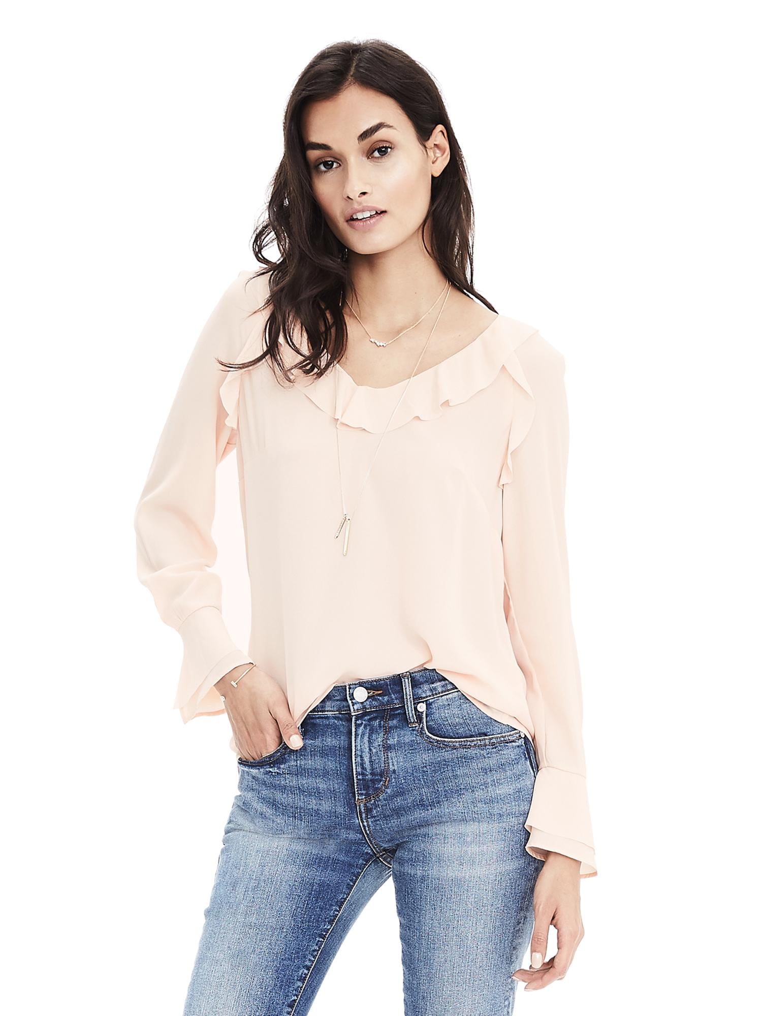 Easy Care Layered-Cuff Blouse