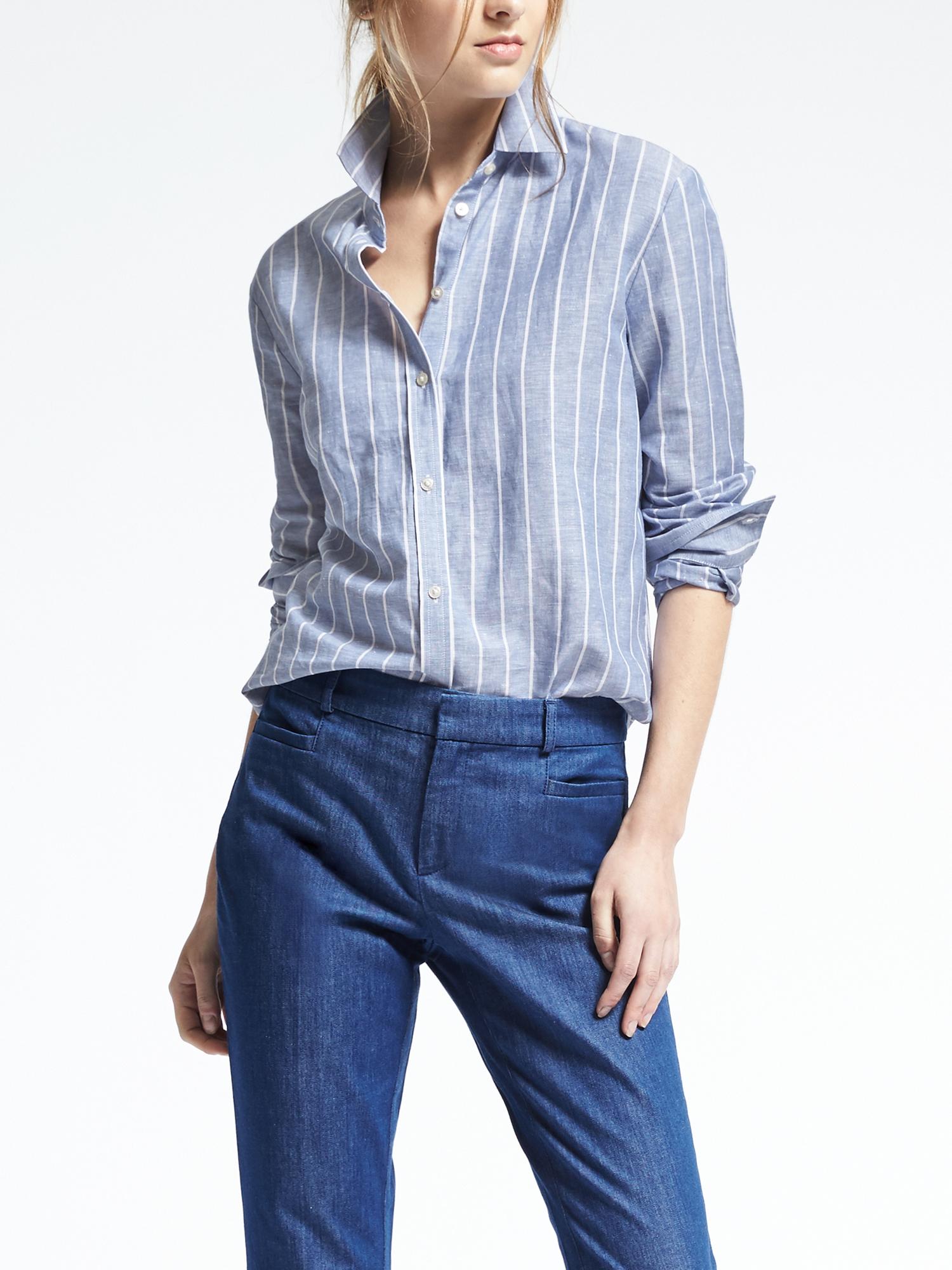 Dillon Classic-Fit Linen Blend Stripe Shirt